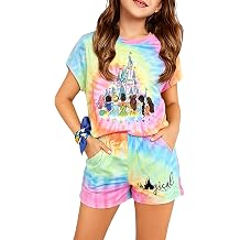 Magic Kingdom Princess Outfits For Girl Castle Tie Dye Graphic Set Casual Family Vacation 2 Piece Outfits