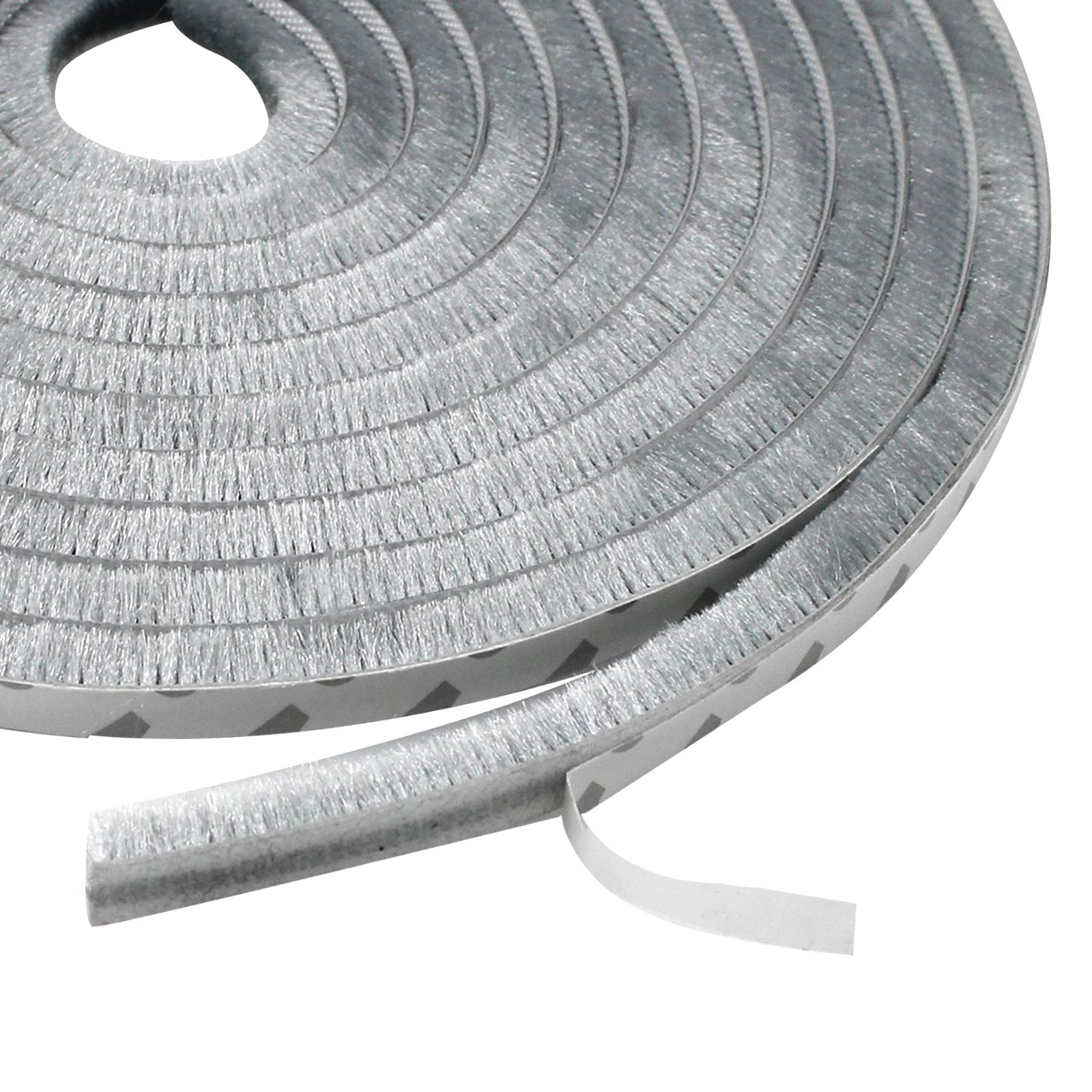 SeimneireAdhesive Brush Seal Weather Stripping, 0.27" x 0.32" x 40 ft High-Density Felt Door Brush Strip Dust-Proof Soundproof Windproof for Sliding Sash Door Window Wardrobe Seal, Gray
