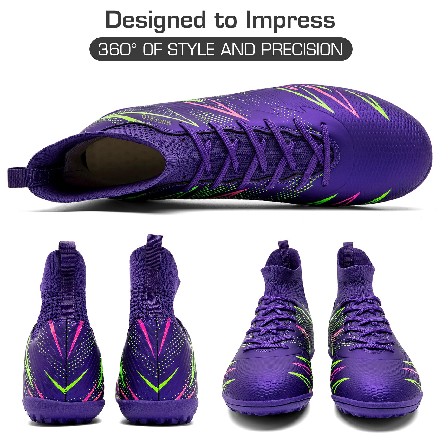 Chaussures de Football Homme Femme Futsal TF Chaussures Turf Antidérapantes Crampons Courts High Top pour Entraînement Adolescents