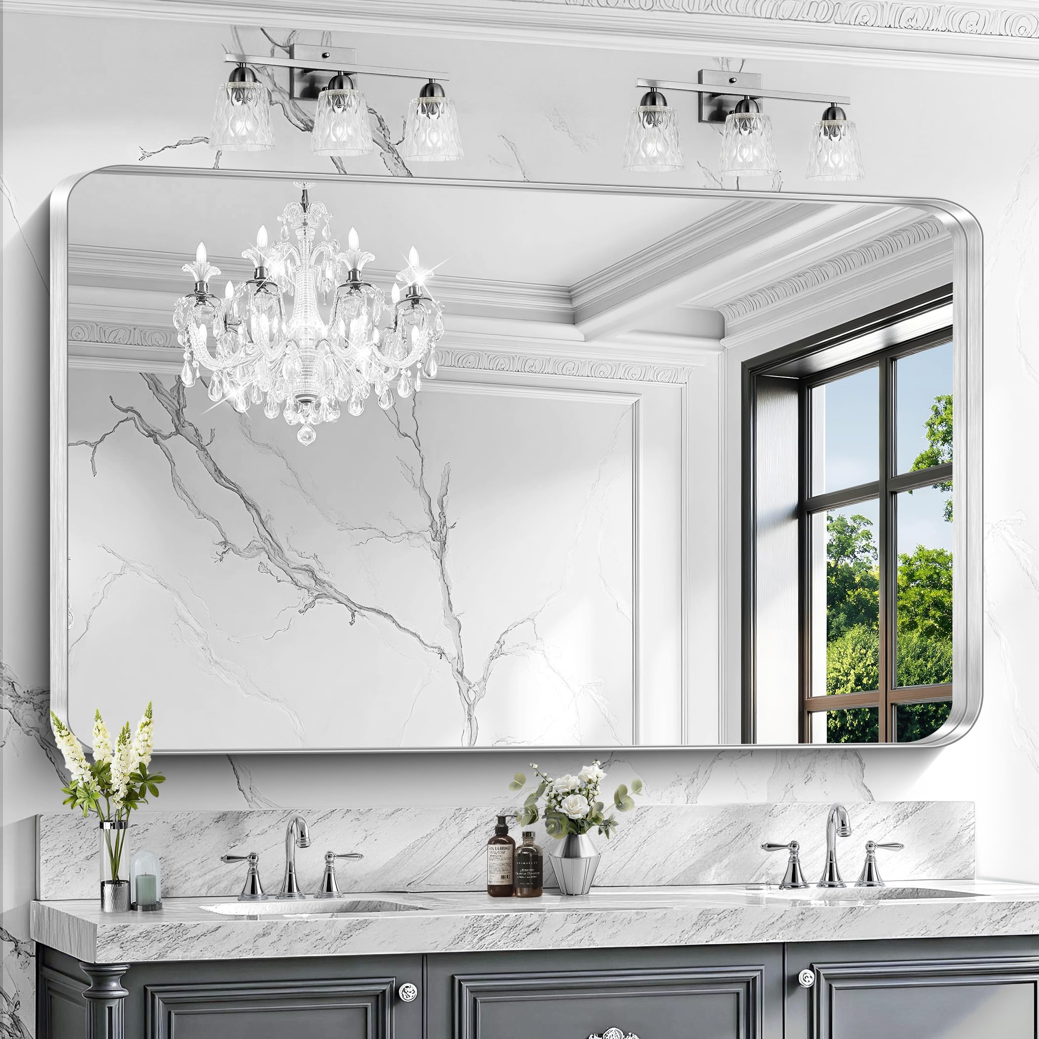 CIRCUMI Silver Bathroom Mirror, 36