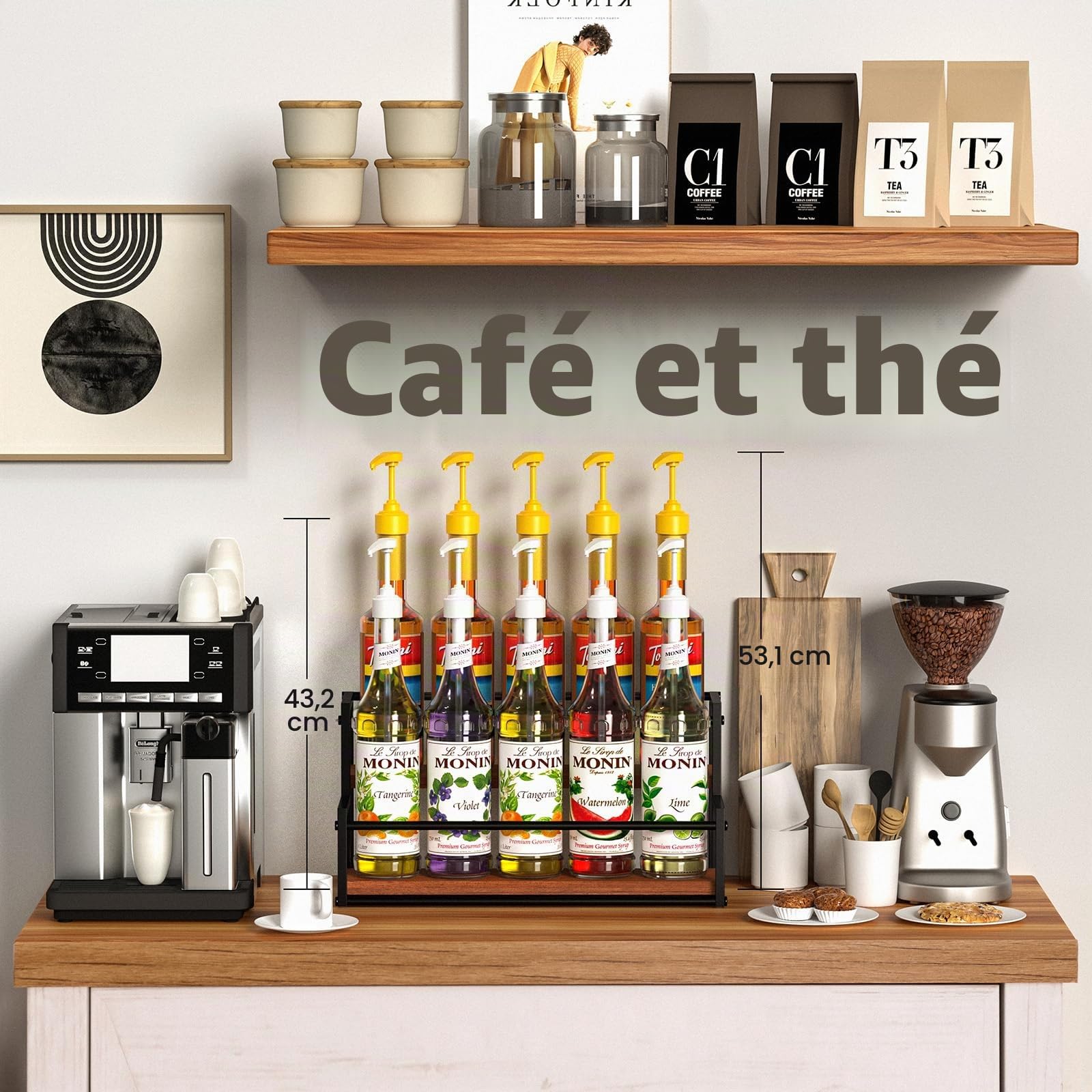 THYGIFTREE Support de sirop de café à 2 niveaux pour station de café