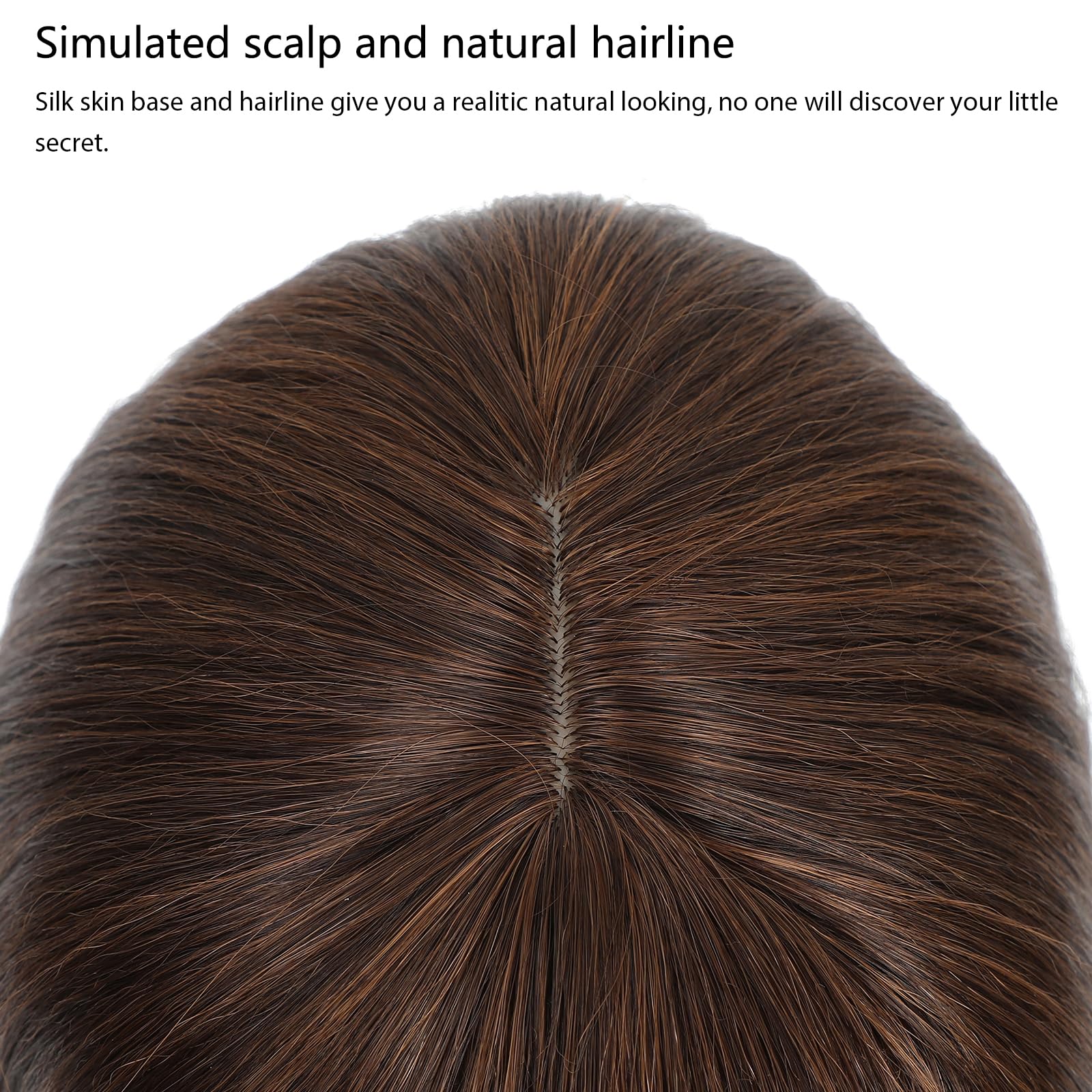 BUYOGET Brown Hair Topper Clip in Hair Pieces for Woman Short 12 Inch Clip in Toppers with Fringe for Thinning Hair - Image 4