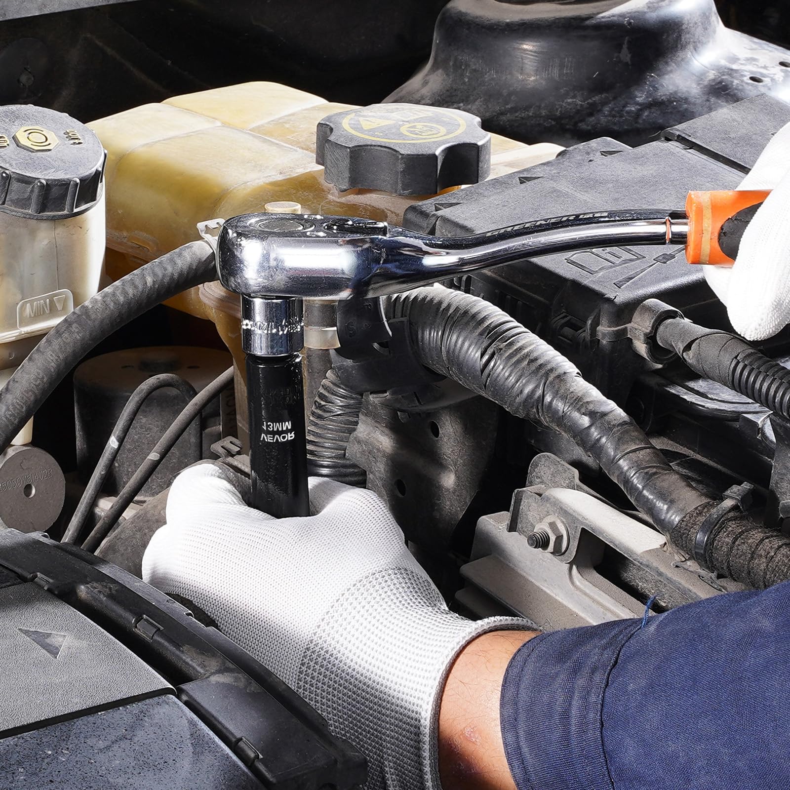 VEVOR Set di Bussole a Impatto per Veicoli, Bussole Esagonali Attacco da 1/2", 26 Pezzi, Identificazione Rapida, con Robusta Custodia, Struttura in Acciaio Legato Cr-V, per Riparazione Auto Furgoni