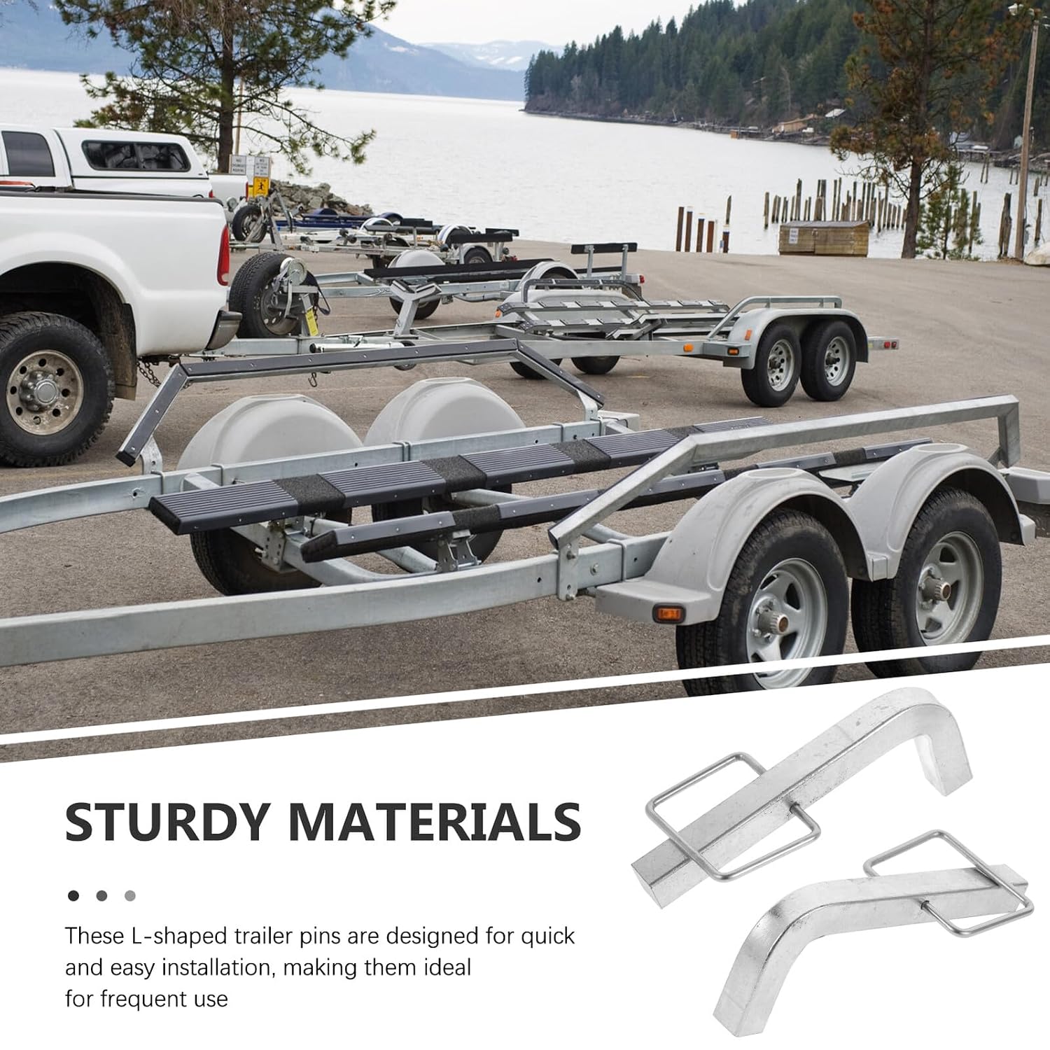 2pcs Heavy-Duty Steel L-Shaped Trailer Hitch Pins with Snap Clips for Utility Trailer Gate Pins and Weight Distribution Hitches, Quick Release L-pins for Travel and Towing