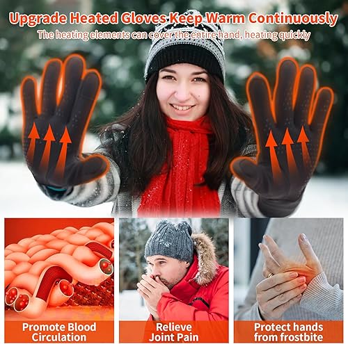 Miniatura 6 de Guantes térmicos para hombres y mujeres, guantes delgados para calentar con batería eléctrica recargable de invierno, guantes térmicos para