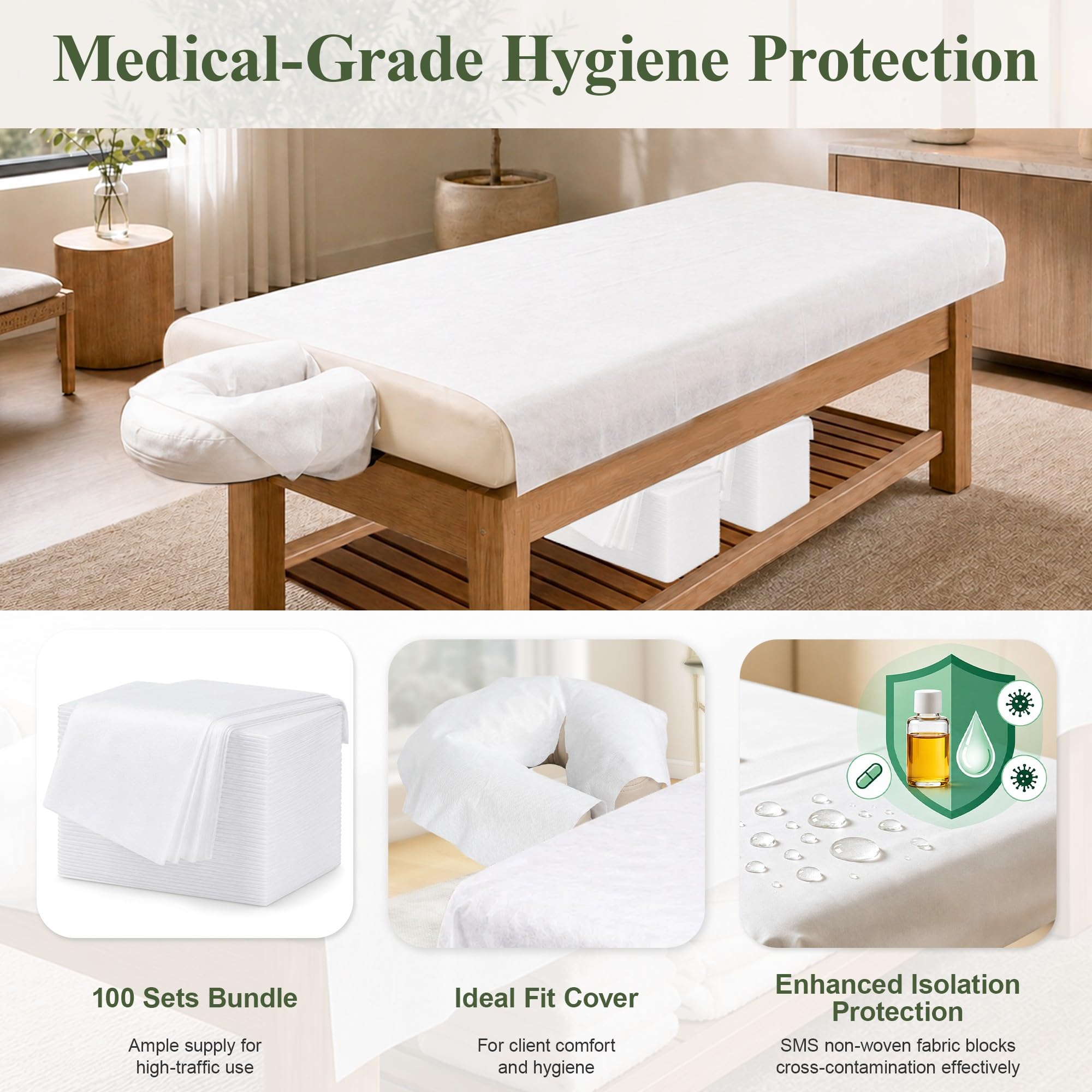 Disposable Bed Sheets & Face Cradle Covers - 100 Pack -3