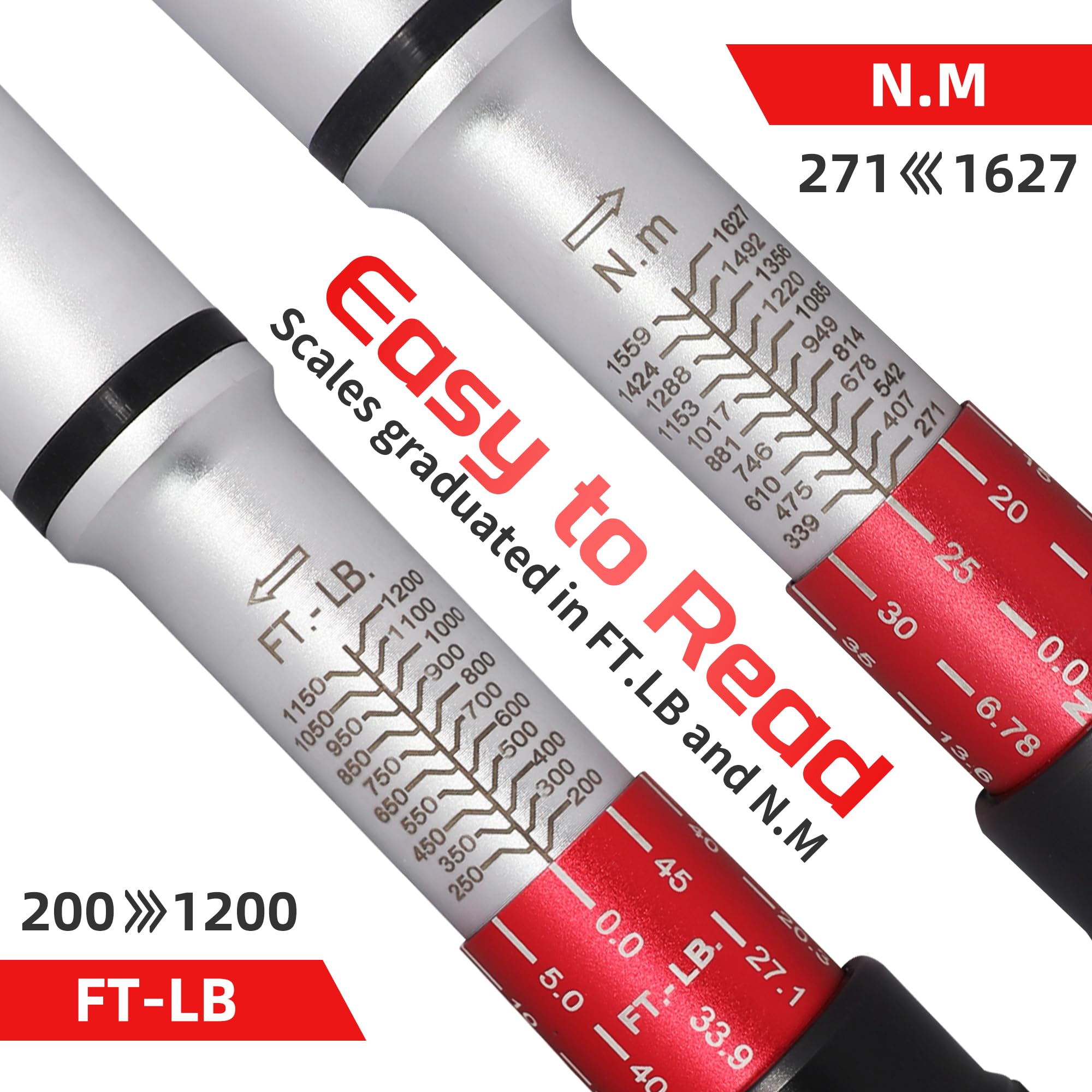 UYECOVE 1 Inch Torque Wrench, 24 Tooth Torque Wrench 1