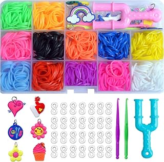 ESTUDU Loom Bands Bracelet Making Starter Kit for Kids, 750+ PCS Loom Bands with 12 Colors and Multiple Accessories in Loom Bands Storage Box, Ideal Birthday Gift for Girls Boys Age 6 7 8 9