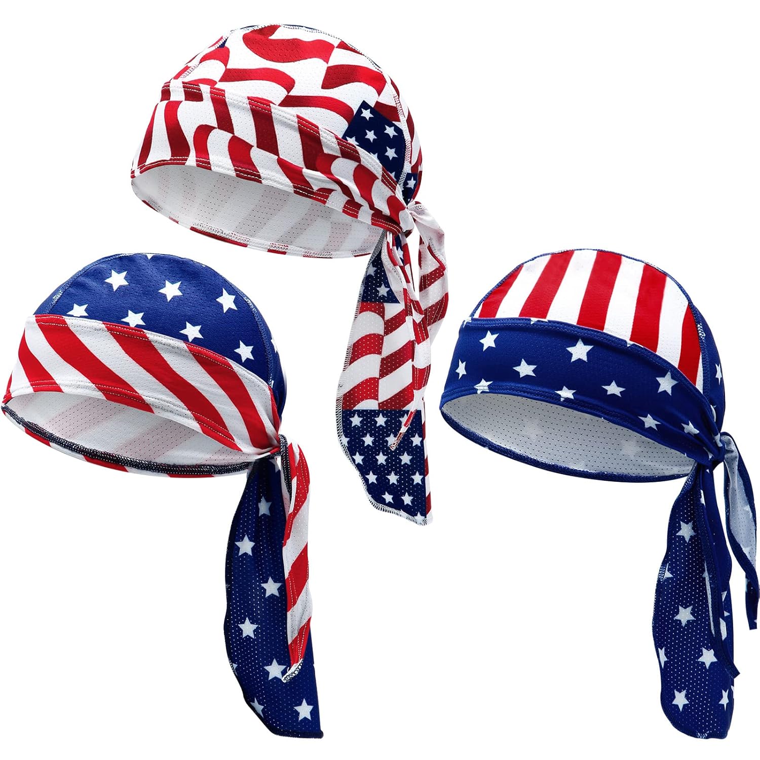Chuangdi 3 Pcs Do Rags Dew Rag Skull Caps for Men Bandana Beanie Helmet Liner Hats Cycling Head