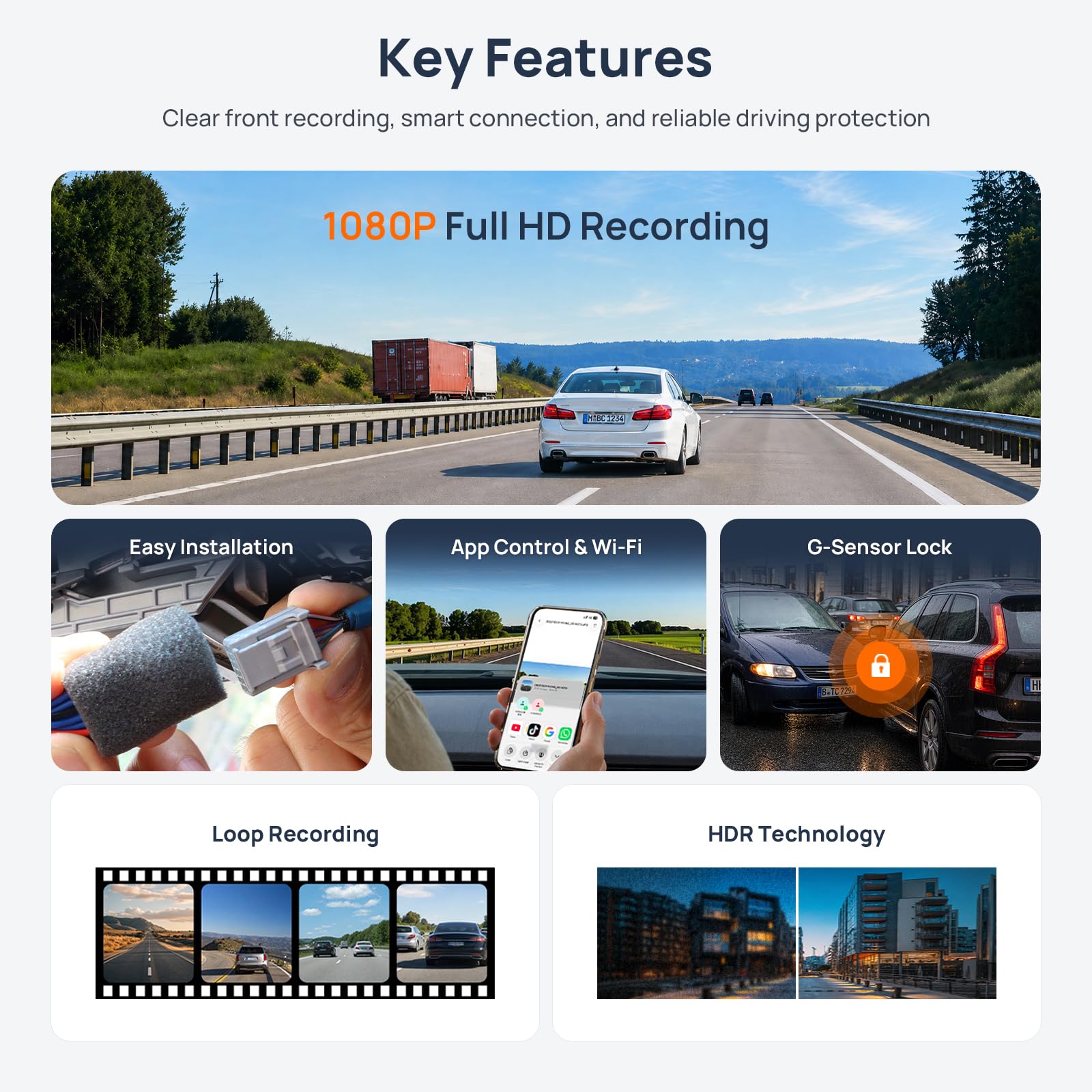 1080P FHD ukryta kamera samochodowa do BYD Song Pro 2019, Wi-Fi i aplikacja, HDR, G-Sensor, nagrywanie w pętli, bez karty SD