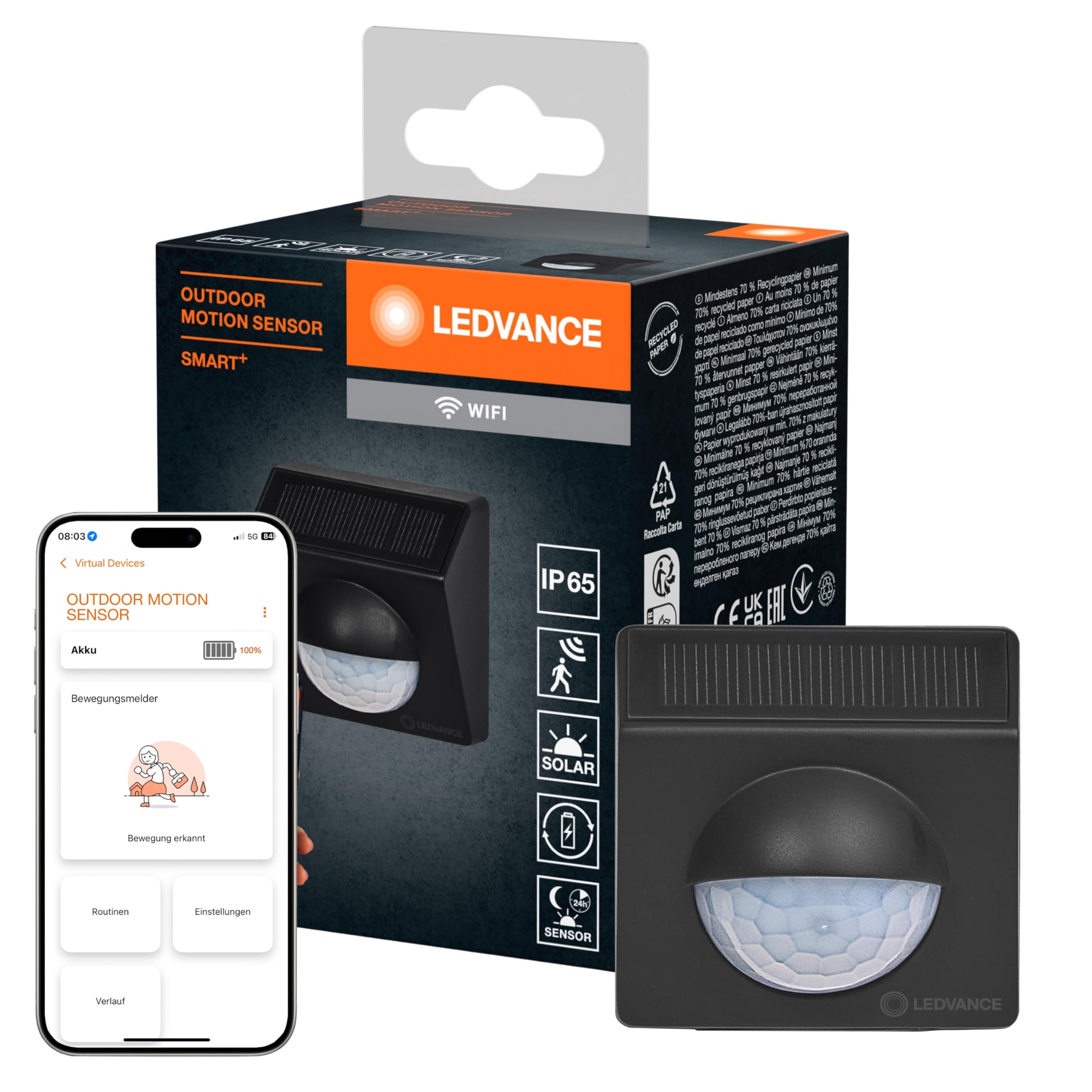 LEDVANCE SMART+ WiFi Outdoor-Bewegungsmelder, IP65, Kunststoff, dunkelgrau