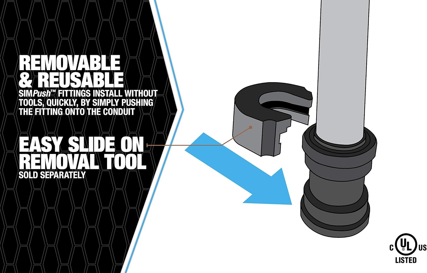 Southwire E-TB-100 1" Push Install Type EMT T Conduit Body, Gray