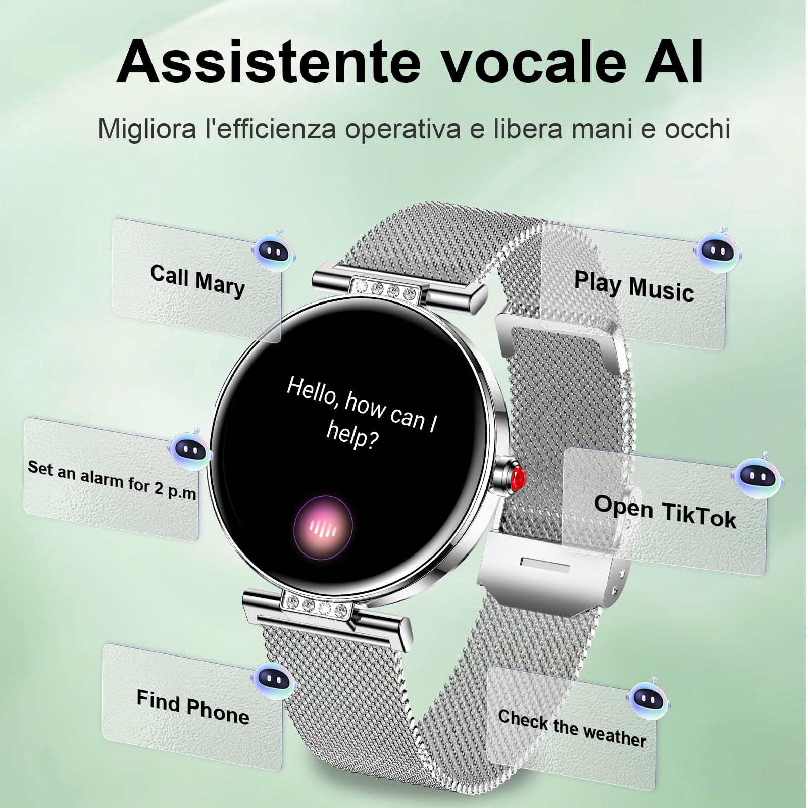Smartwatch Orologio Fitness da Polso Donna Leggeri Digitali con Funzione Telefono Rotondo Sottile Notifica APP Fitness Tracker Bluetooth Impermeabile Monitoraggio Sonno Android Ios