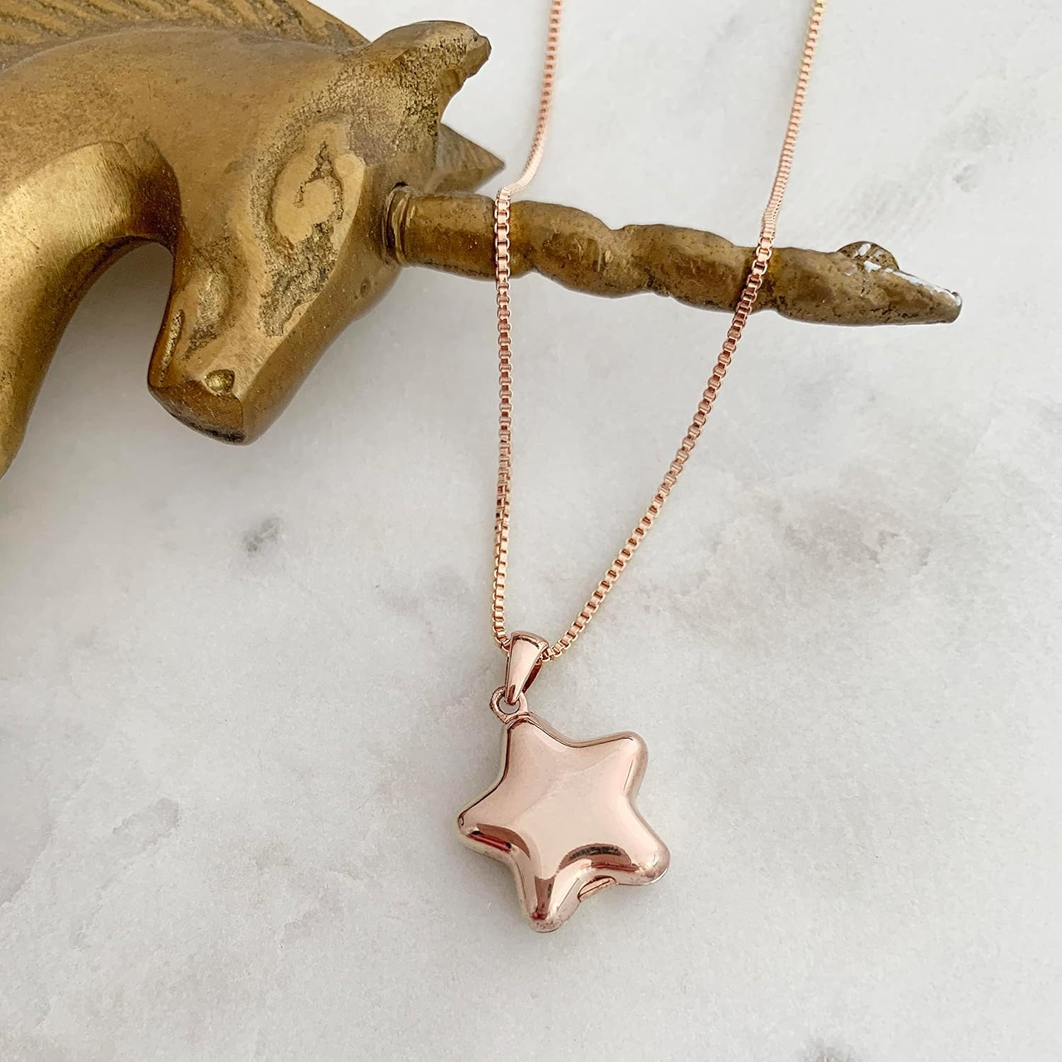 Honeycat Polly Star Photo Picture Locket Necklace in Gold, Rose Gold, and Jewelry | Minimalist, Delicate Jewelry
