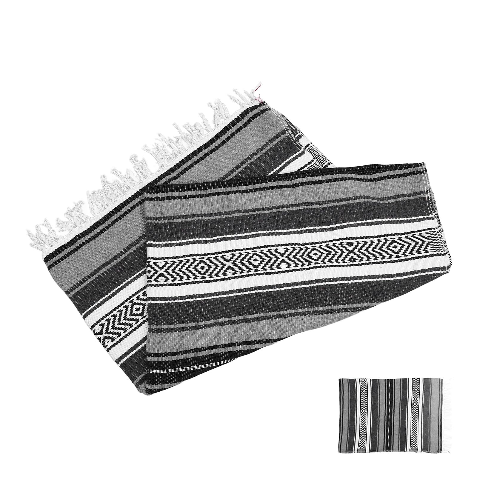 Couverture mexicaine tissée pour remédier au froid sur le canapé, grand plaid gris doux
