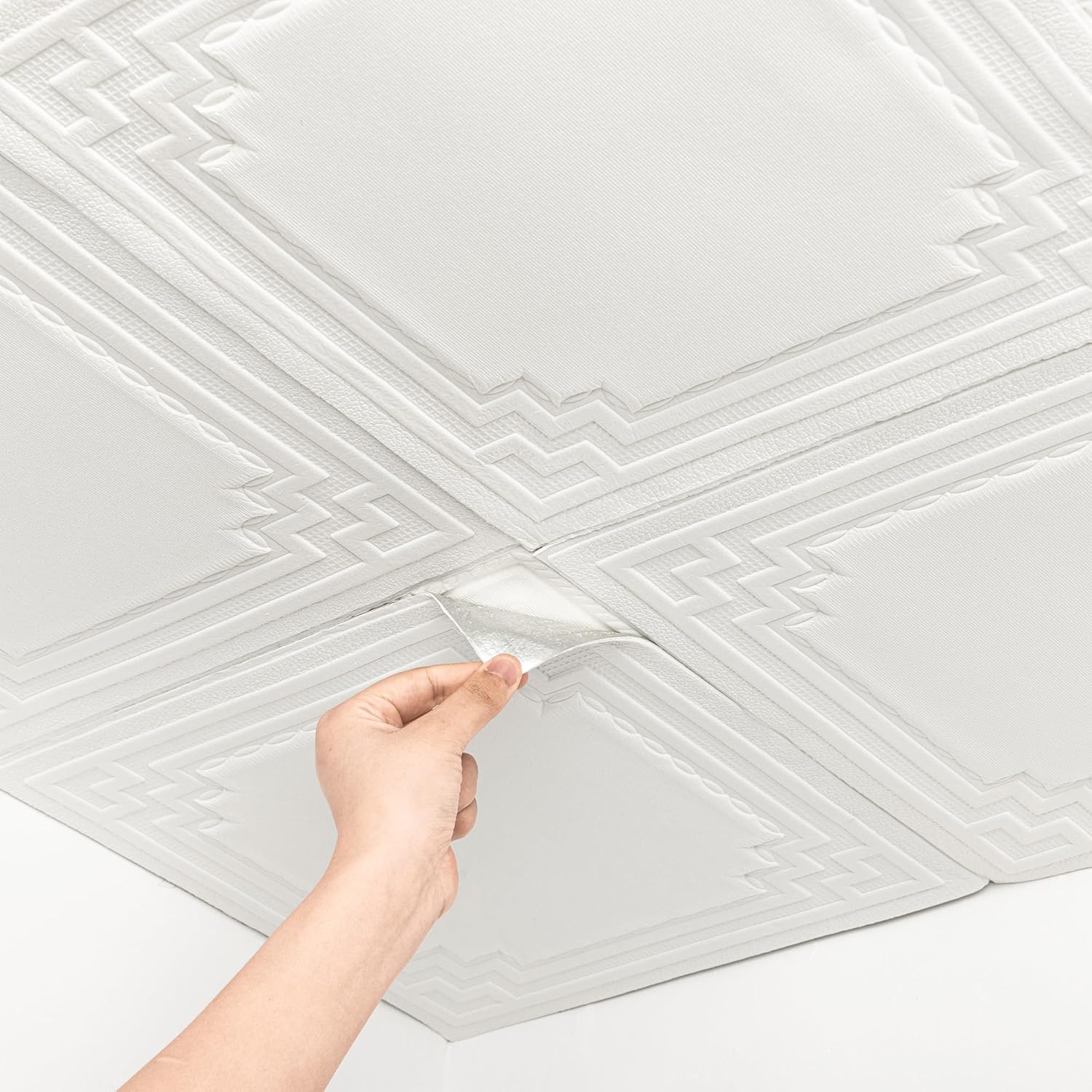 32 PCS Ceiling Tiles, Ceiling Tiles Peel and Stick, Covered 42 Sq.Ft, Self-Adhesive 3D Wall Panels Foam, Easy to Install and Waterproof for Ceil and Wall Decor, White 32 PCS White