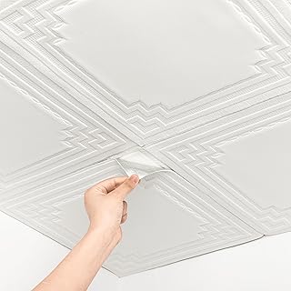 Ceiling Tiles, Ceiling Tiles Peel and Stick, Covered 21 Sq.Ft, 3D Wall Panels Foam Peel and Stick, Easy to Install and Waterproof for Ceil and Wall Decor, White（16 PCS）