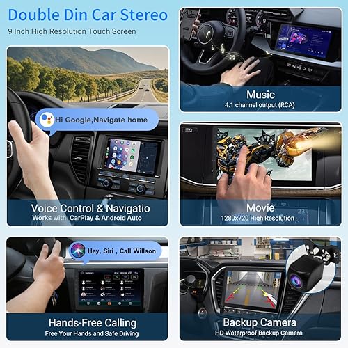 Vista 11 de Receptor estéreo de coche doble DIN Android 13, pantalla táctil universal HD de 10.1 pulgadas con 64 GB, GPS integrado y cámara de respaldo