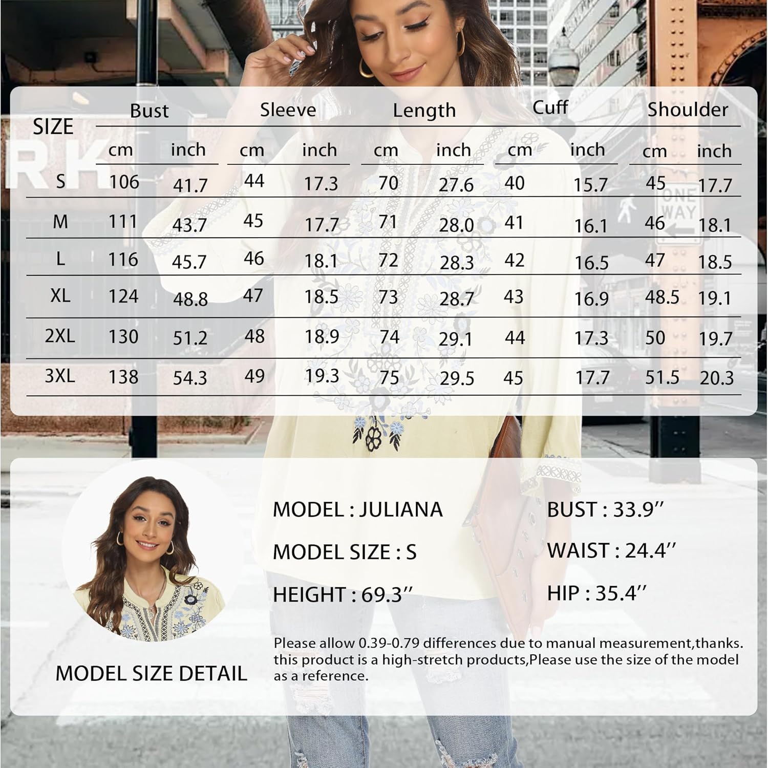 Traditional Mexican Embroidered Peasant Tops for Women, Plus Size Vintage Floral Tunic Shirts, Flowers Embroidery Blouses - Image 6