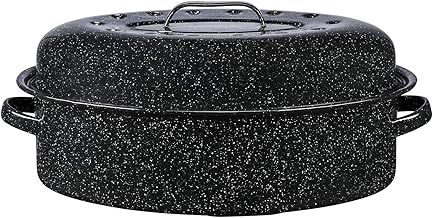Graniteware 8L Enameled Steel Roaster Casserole Dish - Extra Light - Large, 1- Black