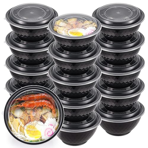 Kitch’nMore 36oz Extra-Thick Meal Prep Bowls with Lids, Plastic Containers