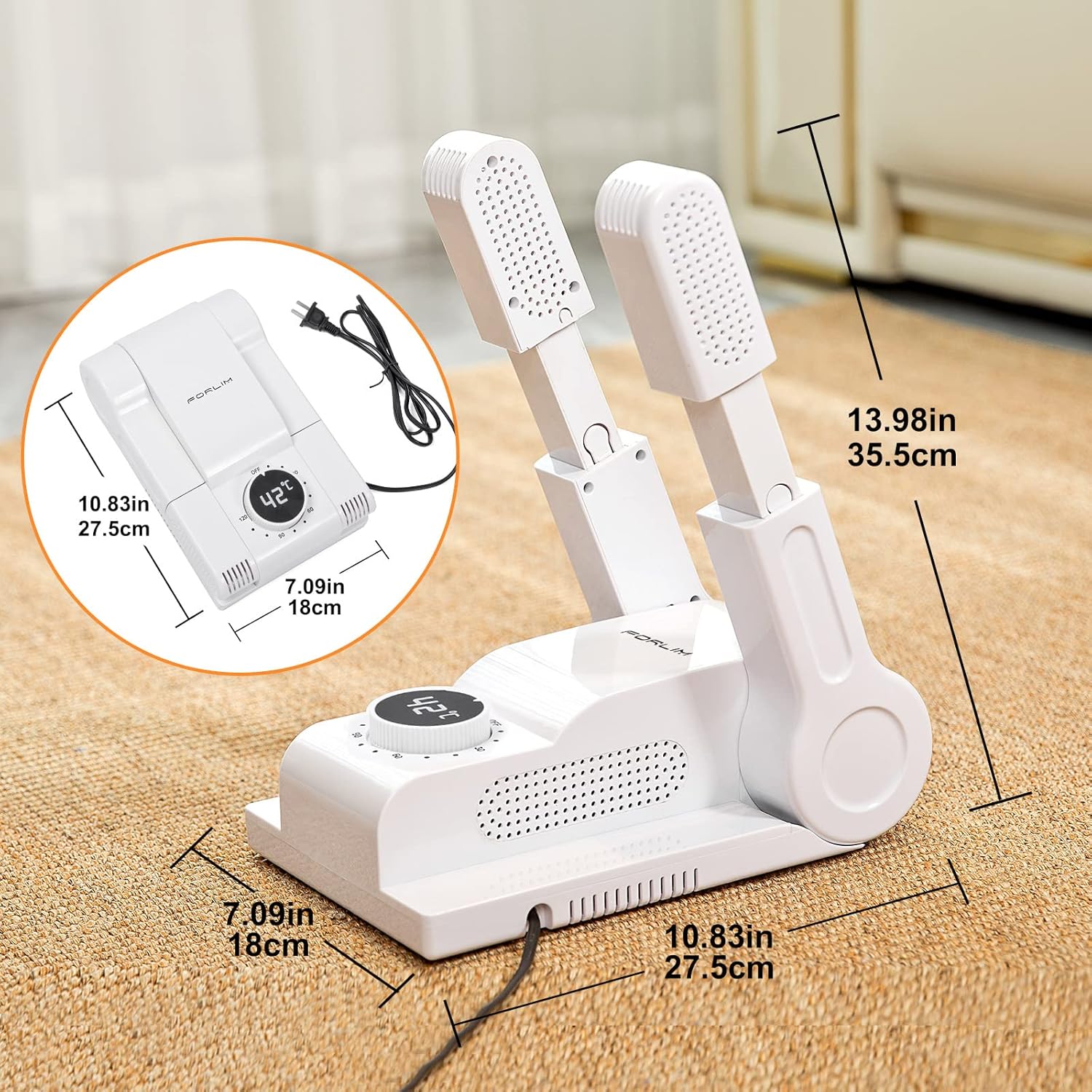 FORLIM Boot and Shoe Dryer dimensions