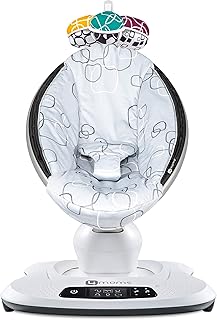 4moms mamaRoo 4 Multi-Motion Baby Swing, Bluetooth Baby Rocker with 5 Unique Motions, Cool Mesh Fabric, Silver