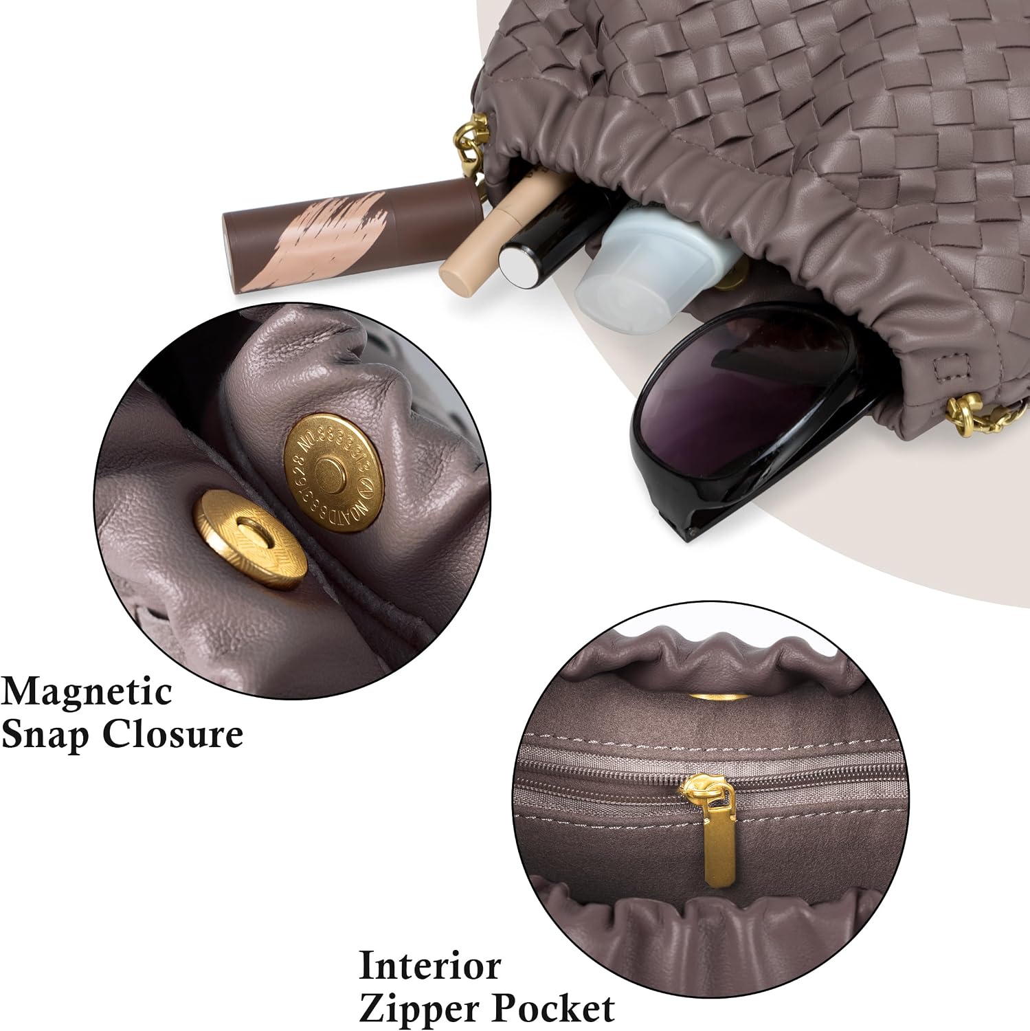 Joryin Woven Women's Crossbody Bag & Evening Purse, Trendy Dumpling Clutch & Hobo Cloud Shoulder Bag Trendy Dumpling Clutch