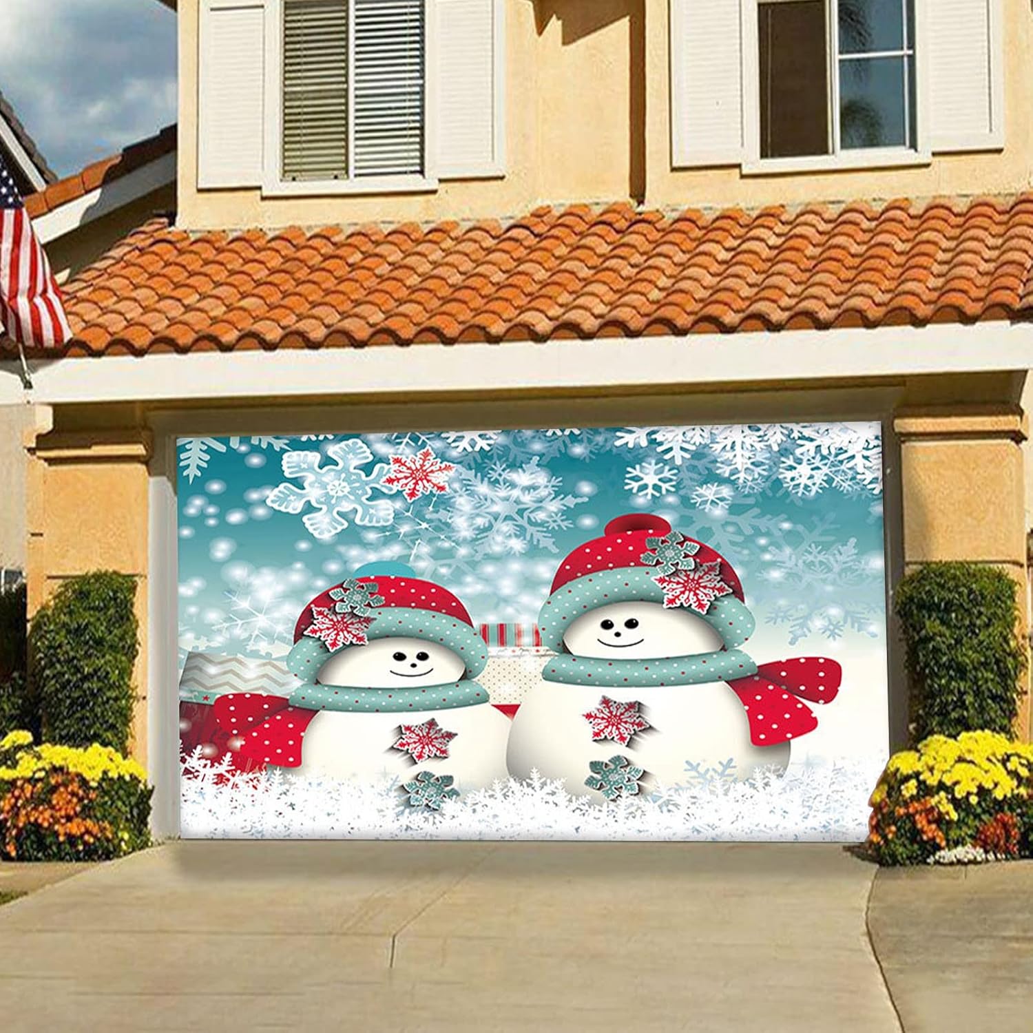 7×16 ft Garage Door Christmas Decorations, Merry Christmas