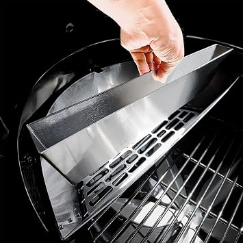 Slow 'N Sear Deluxe Charcoal Basket Insert for 22 Weber Kettle Grills Patented Stainless Steel Two-Zone Cooking Accessory with Removable Water Reservoir for Low & Slow Smoking and Searing