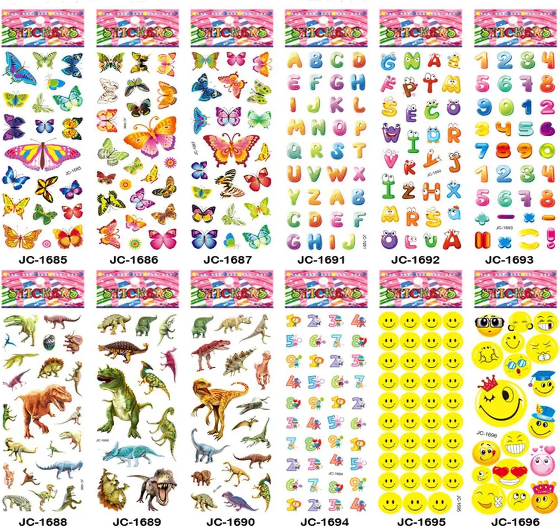 TecheiTulip Lovely Cute 3D Cartoon Stickers For Kids Promotional (9 Sheets/pack,opp bag)