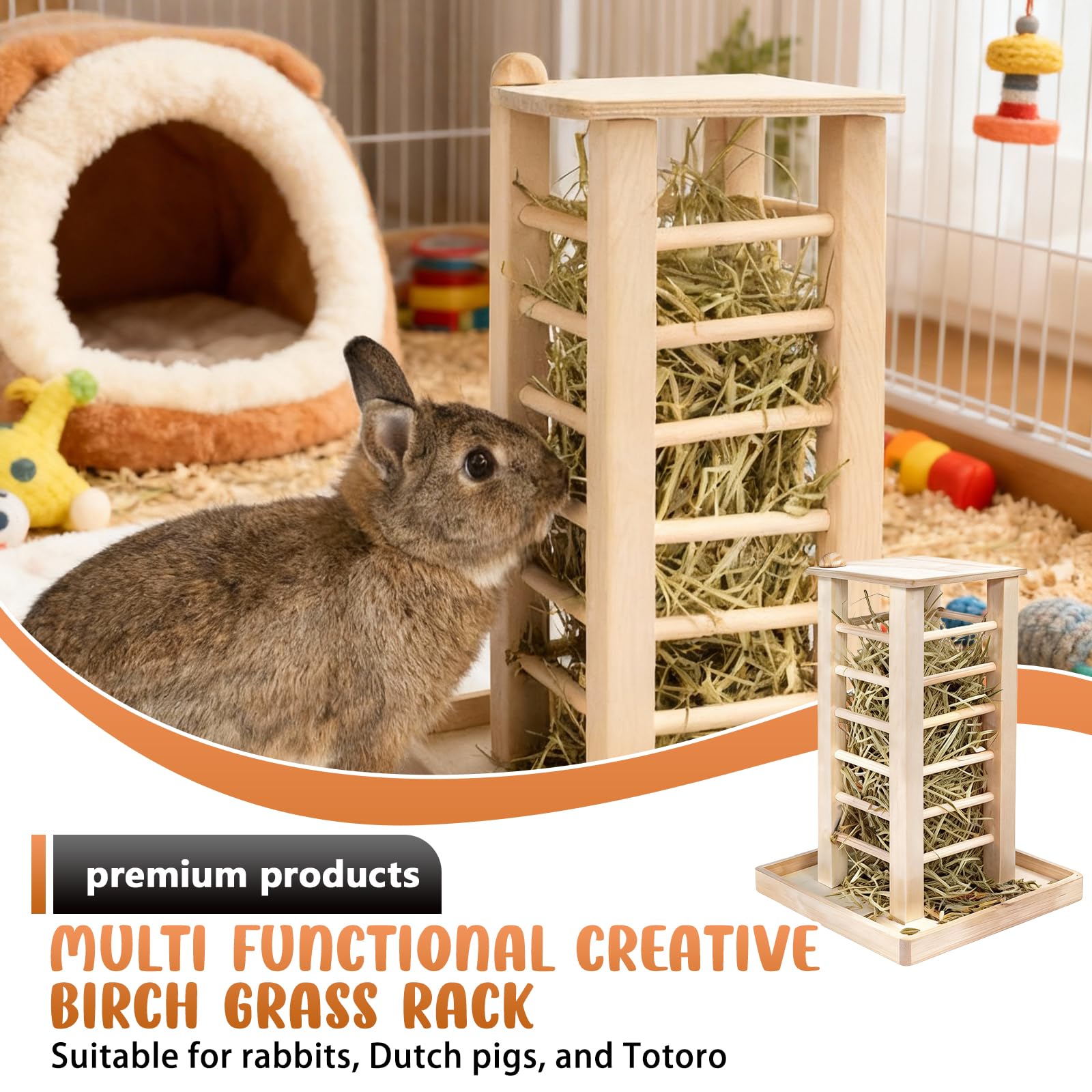 Mangiatoia Per Fienoz Per Conigliz,Portafieno Per Conigli,Porta Di Fieno Di Voniglio Di Grande,Punta Di Fieno Fieno Di Coniglio In Legno Per Piccoli Animali Domestici,Porcellini D'India,Conigli