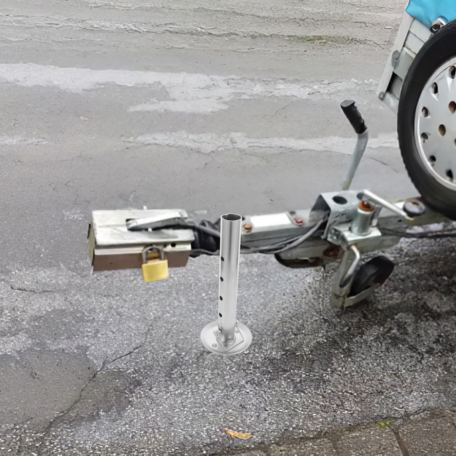 Levemolo Verstellbarer Stützfuß mit Abnehmbarem Fußpolster aus Kohlenstoffstahl für Anhänger und Ergonomischem Design für Wohnmobile und Wohnwagen Zubehör