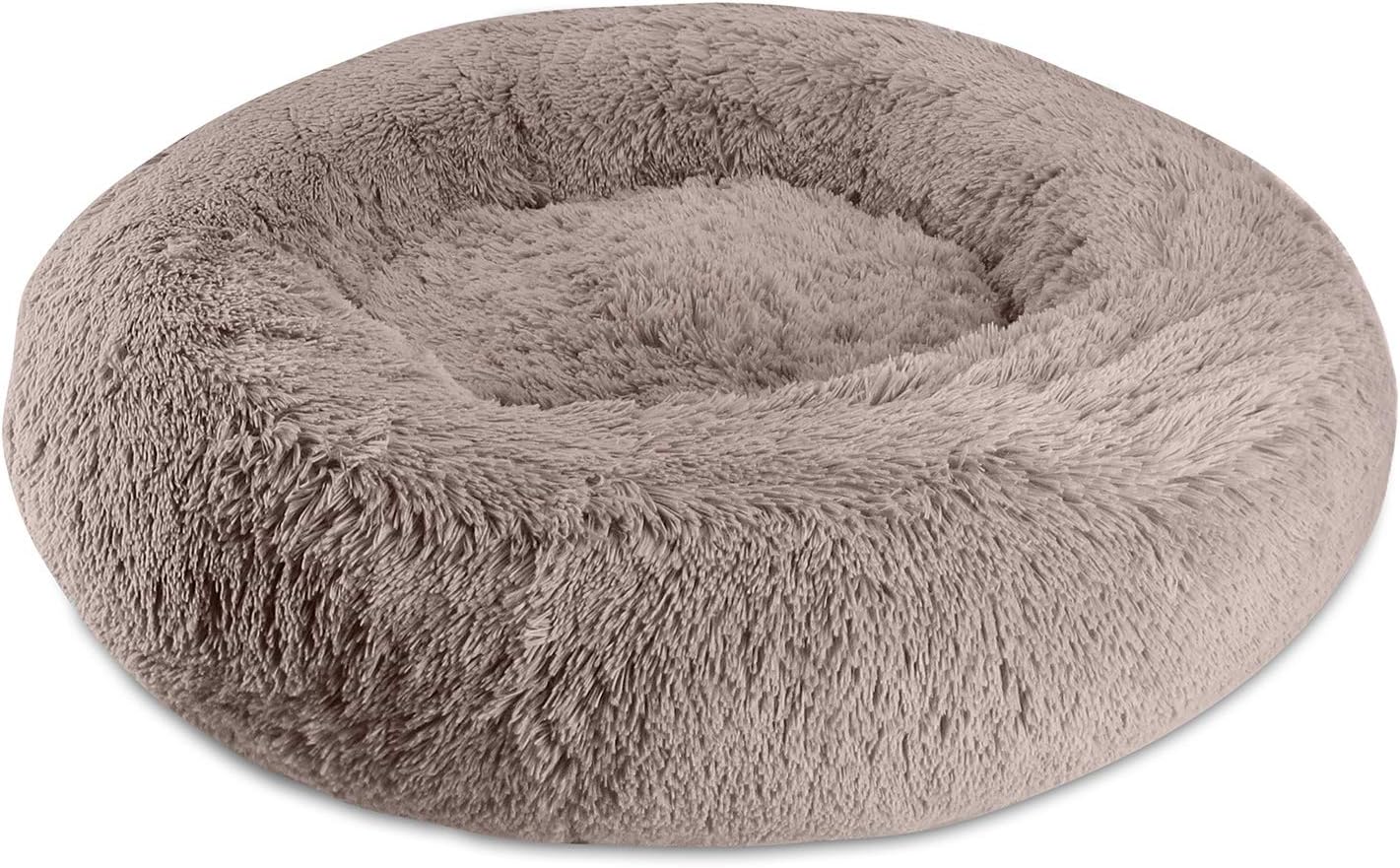 Arlee Donut Round Pet Bed - Orthopedic Memory Foam Dog Bed, Shaggy Vegan Fur Fabric, Washable, Designed for Cats and Dogs and for Their Ultimate Comfort - Teal (S)