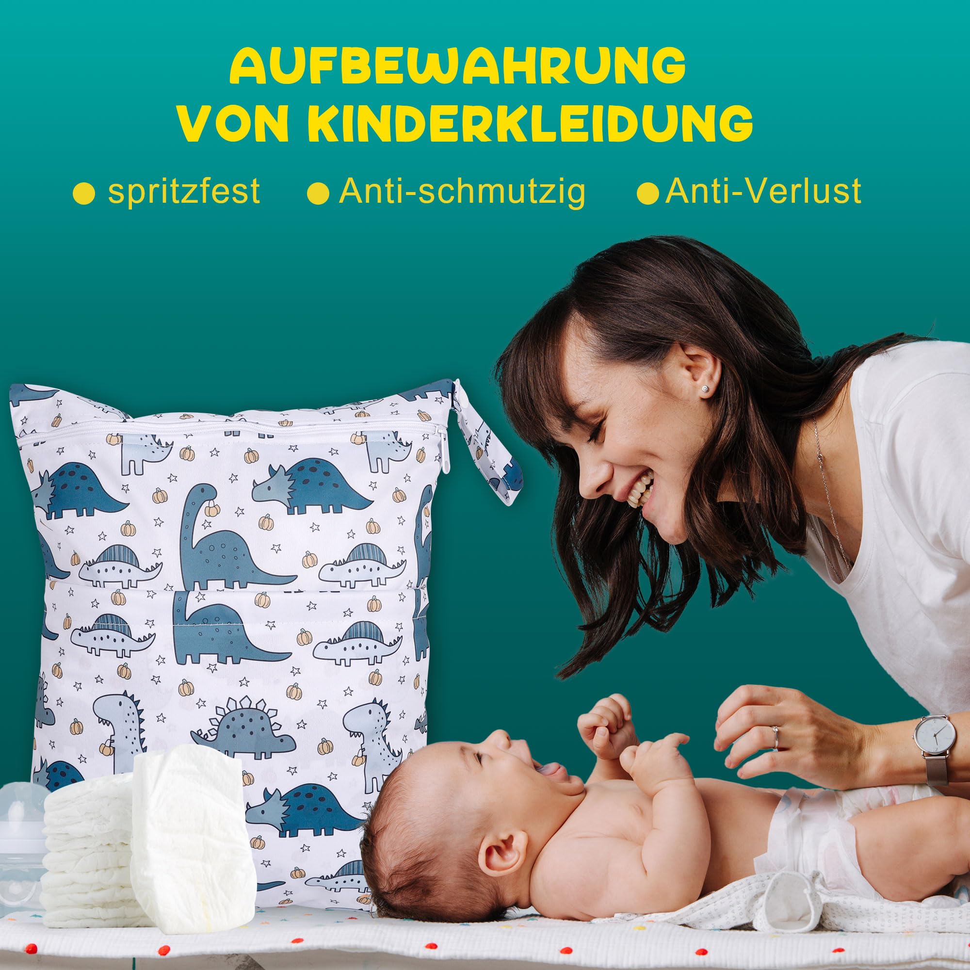 Loscarol, Pack of 2 Wetbag Nursery Large, Wet Bag Wet Bag Nappy Bag Organiser - Image 3