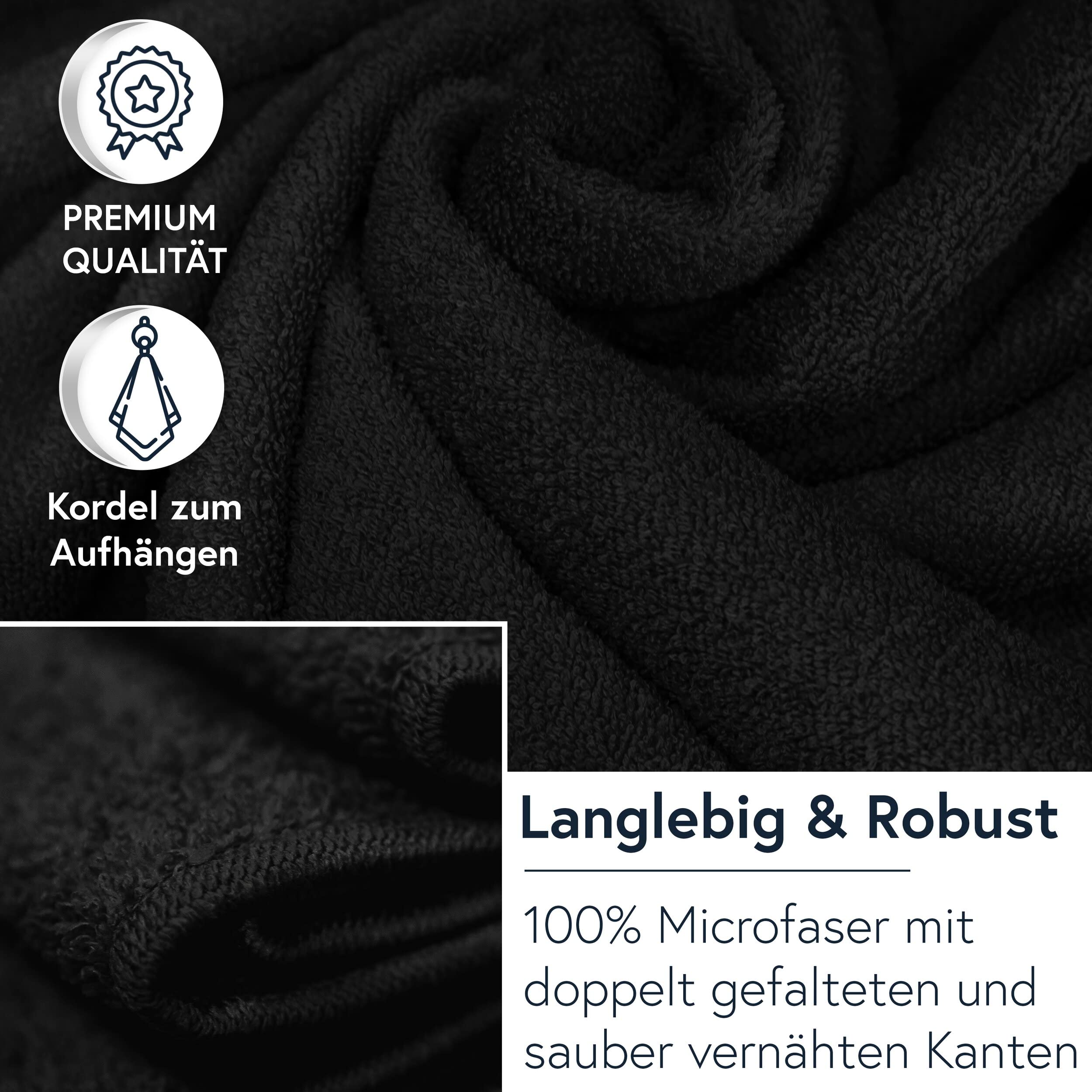 Moon 10er Pack Microfaser, Friseur, Handtücher, Salonhandtücher, ca. 50x90 cm von Floringo mit saugstarker Oberfläche (schwarz)