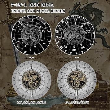 Haxtec Blood Swirls DND Dice Set Sharp Edge Dice with Dragon Spinner Dice Bundle