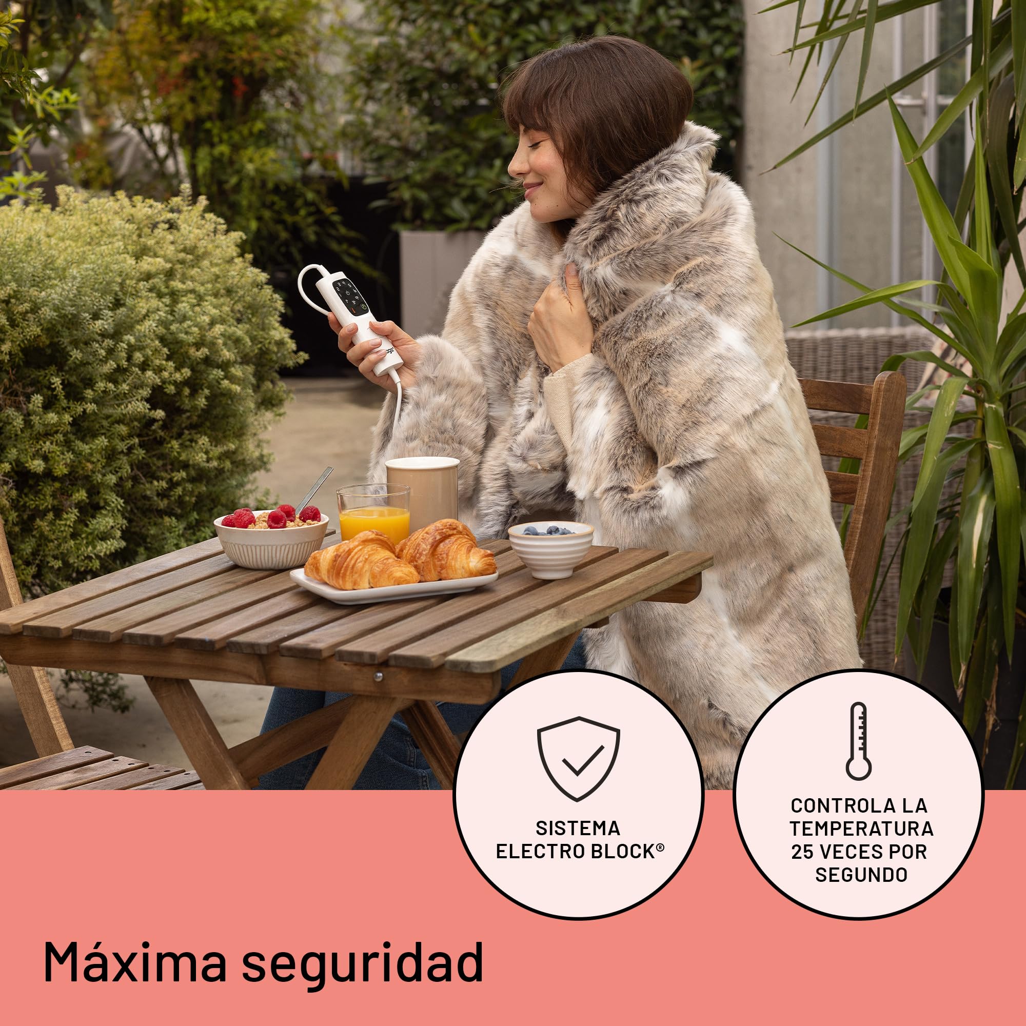 DAGA Manta térmica eléctrica de Sofá Relax Suave Lujo, Tecnología de Calefacción Intellisense, Tejido Suave Efecto Pelo y Terciopelo, 6 Niveles de Temperatura, 160 x 120 cm