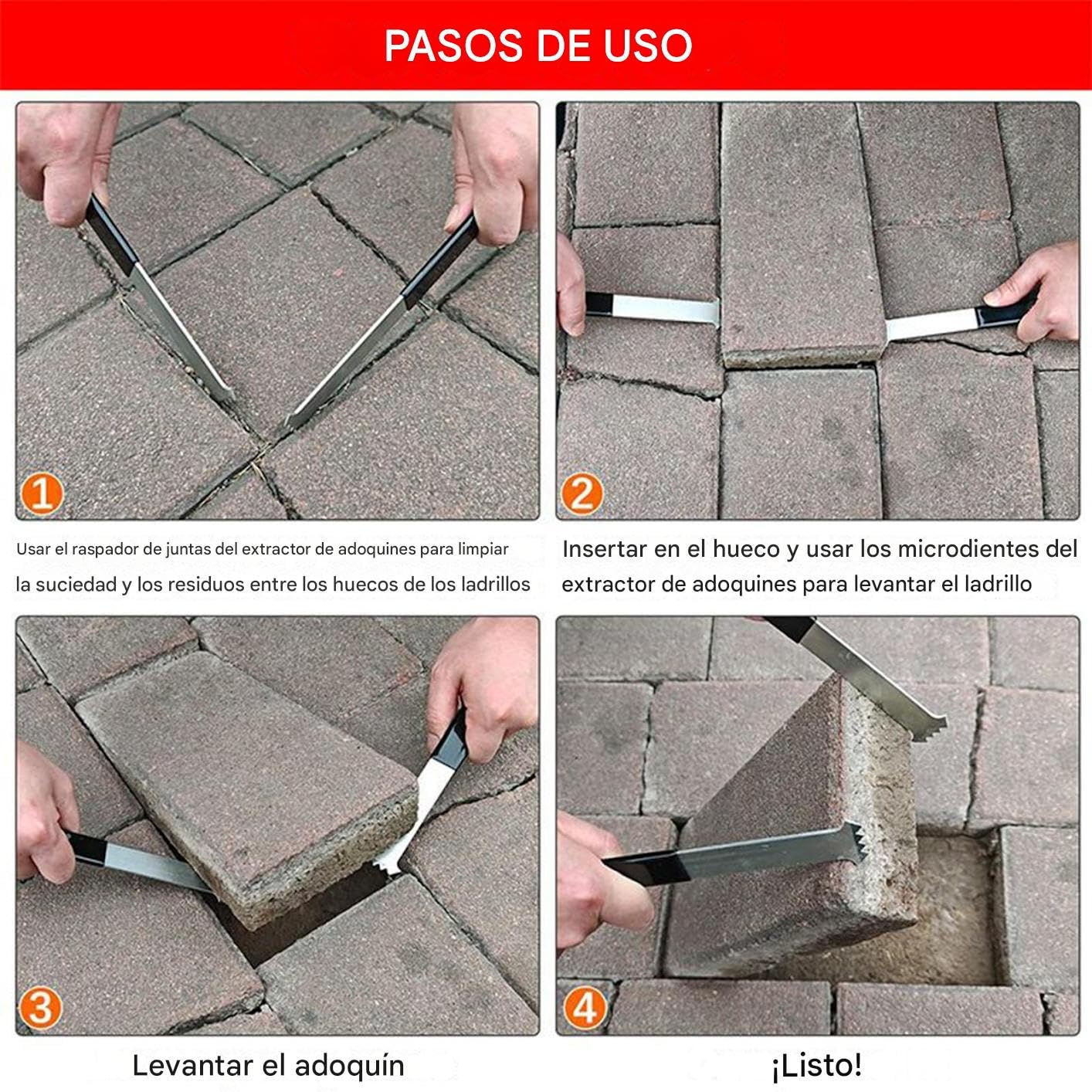 Outil Pour Retirer Les Pavés Gadget De Remplacement De Briques/Blocs | Extracteur de dalles avec dents pour joints Idéal jardin, pelouse, terrasse, parc, particuliers, débutants, paysagi