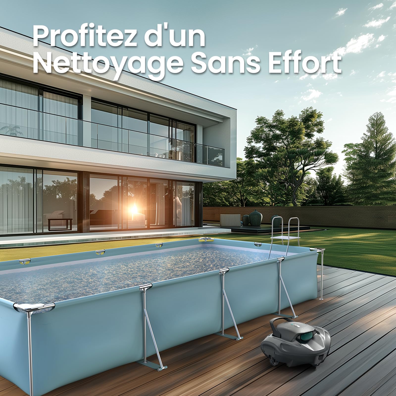 AIPER Seagull 800B & EcoSurfer S2 Robot Piscine, Aspirateur Piscine sans Fil & Robot Skimmer Solaire, Nettoyage Automatique du Fond et de la Surface, Contrôle Via Application