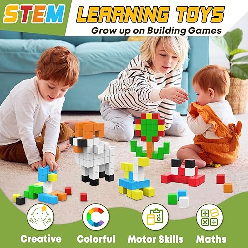 Miniatura 6 de Bloques magnéticos para niños pequeños, bloques magnéticos-Build Mine Ice Magnet World Set para niños y niñas de 3 a 4 años, 4 a 5, 6 a 8 años,