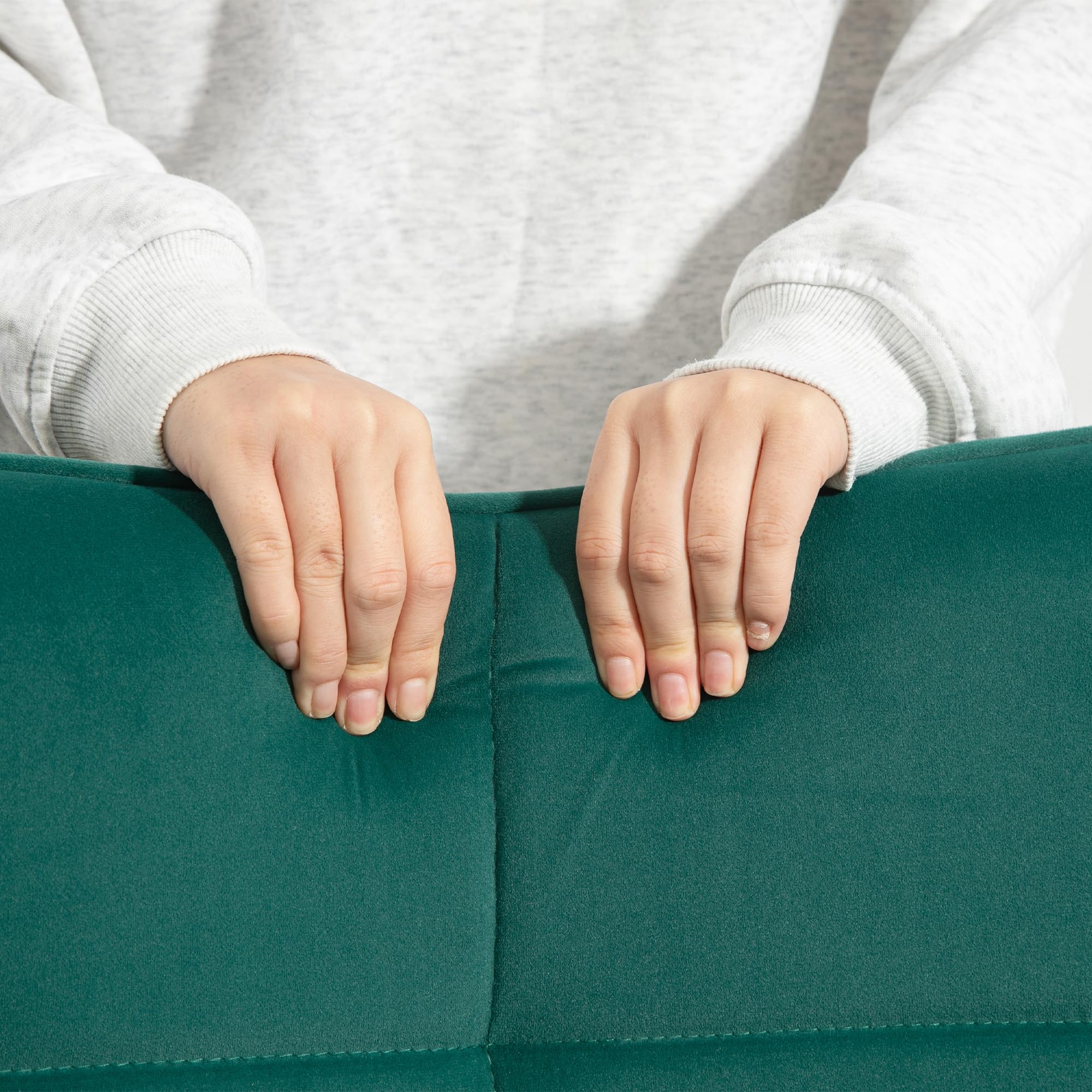 HOMCOM Sedia a dondolo, imbottitura in velluto, sedia per infermieri, struttura in acciaio, gambe in legno massiccio, verde scuro