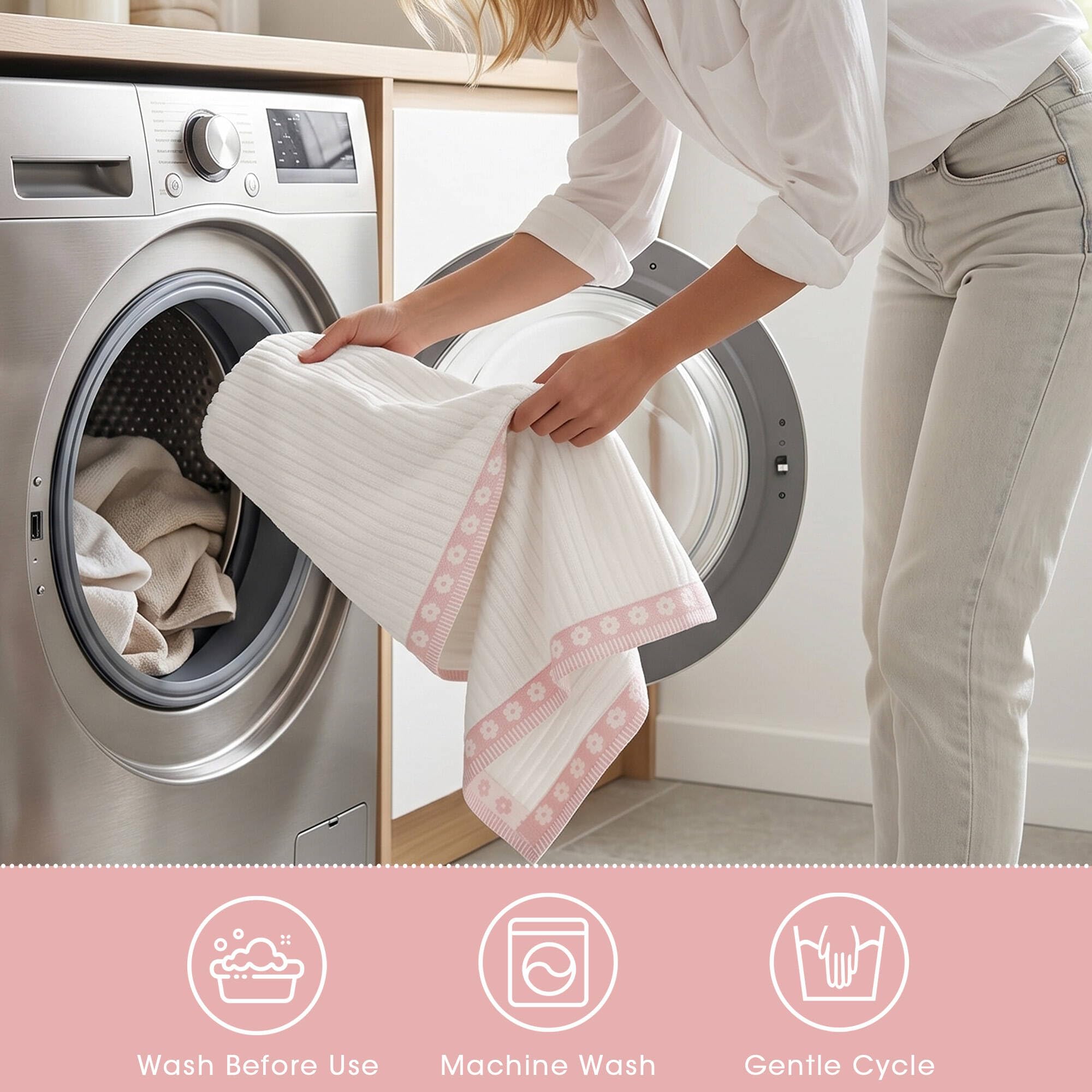 Intelligent Design Pink Bath Towel Set - Soft & Luxurious -7