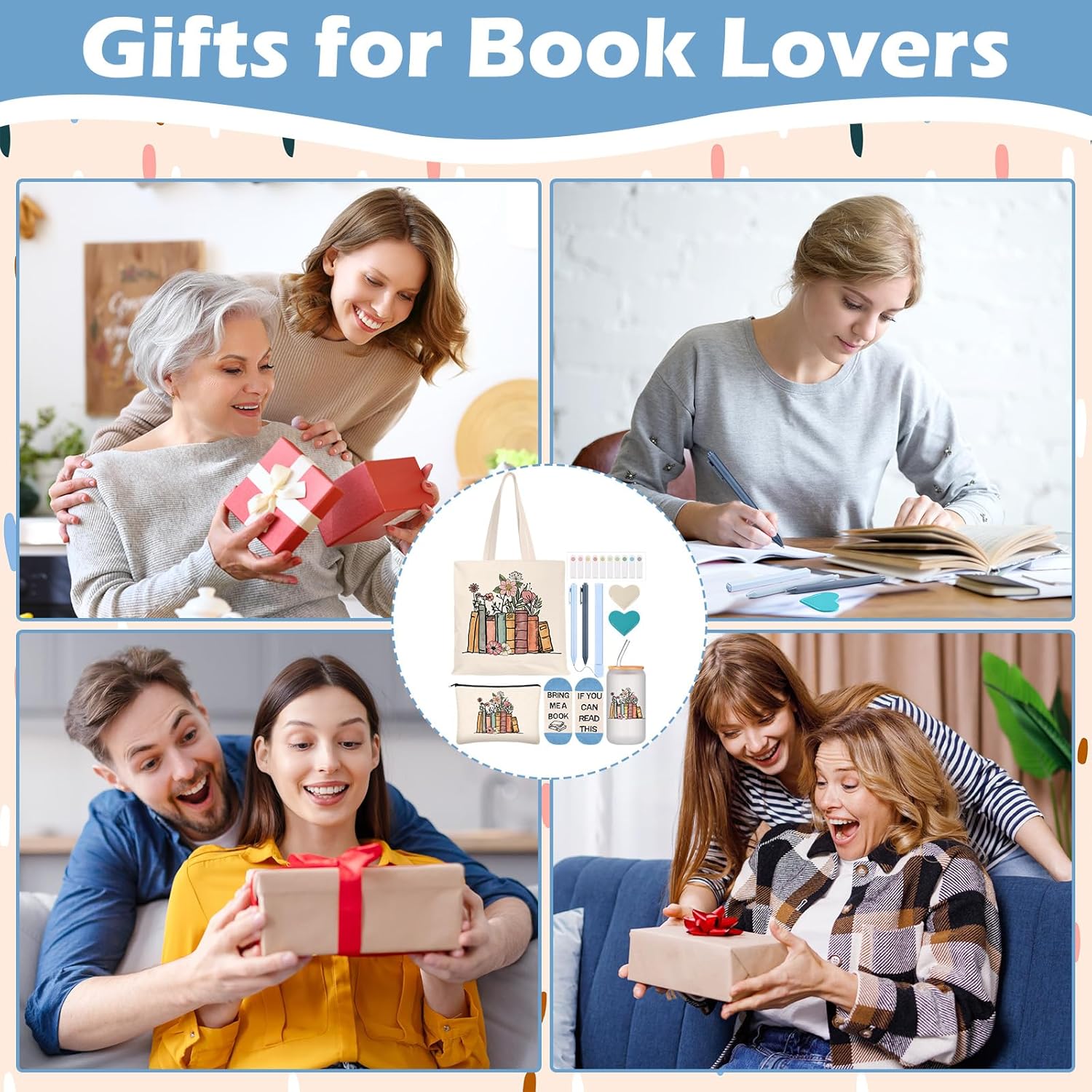10 Pcs Valentines Book Lovers Gifts for Women Bookish Birthday Gift for Valentine's Day Reader Boss Book Club Customer Coworkers Teacher Nurse Professional Librarians Bookworms(Blue) - Image 6