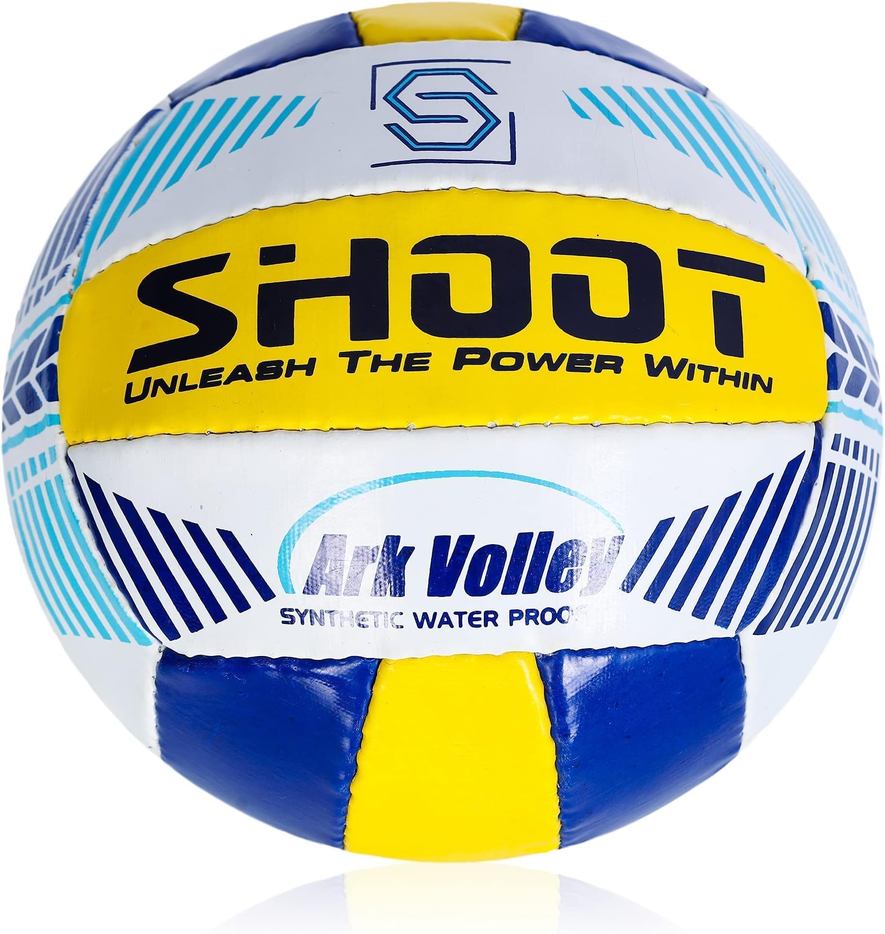 SHOOT Ark Volley | Vulcanized Rubber | Hand Stitched | Size 4 (Multicolour) | HD-Graphics | Lining – 3 PLY | Inflating Needle Included