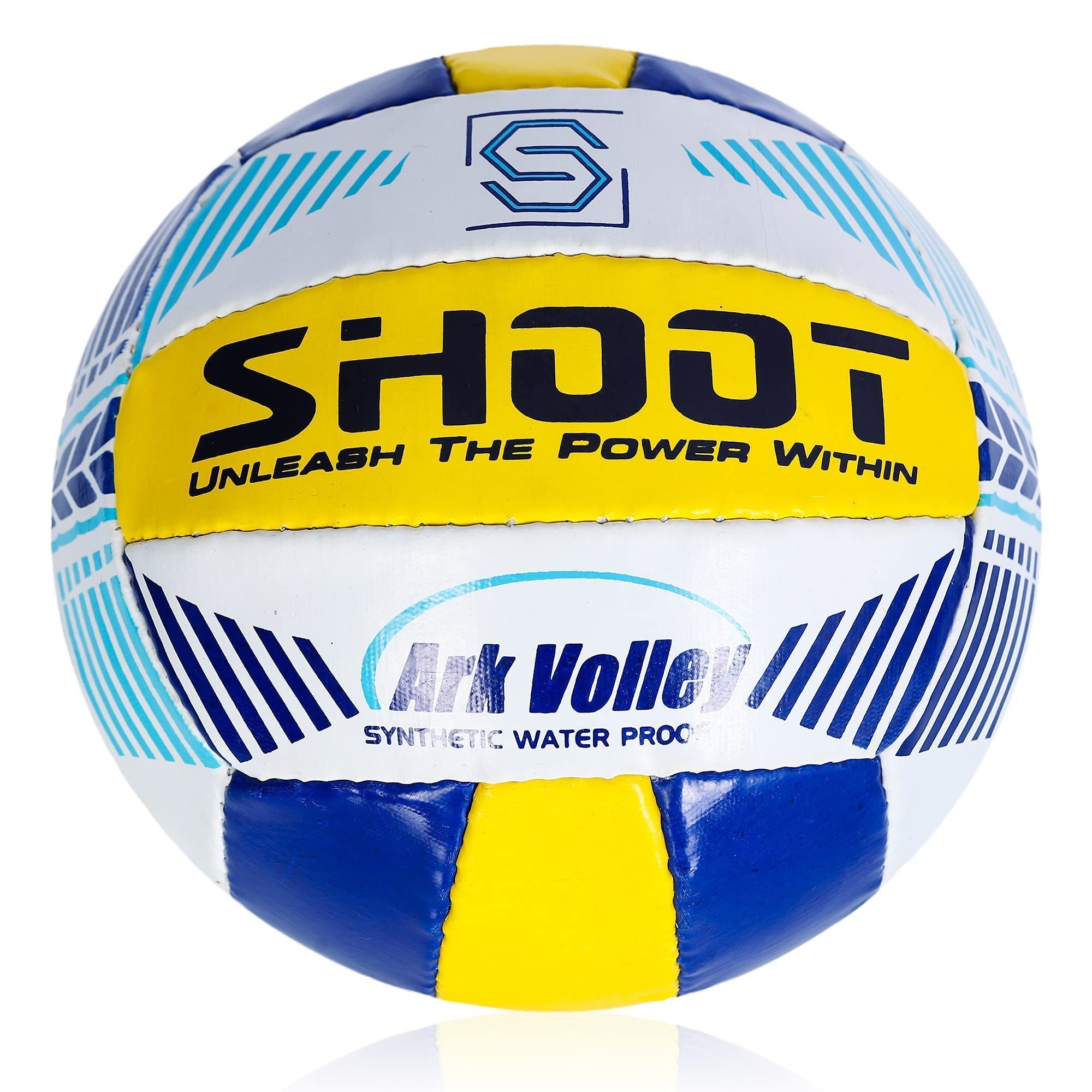 SHOOT Ark Volley | Vulcanized Rubber | Hand Stitched | Size 4 (Multicolour) | HD-Graphics | Lining – 3 PLY | Inflating Needle Included