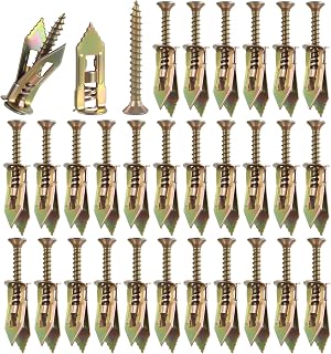 50 Pcs Self Drilling Drywall Anchors, Self Diamond Drywall Anchors and Screws Kit, Heavy Duty Zinc Plated Steel Wall No Drill Required for Shelves Cabinets Easy Installation, 25 Screw & 25 Anchor