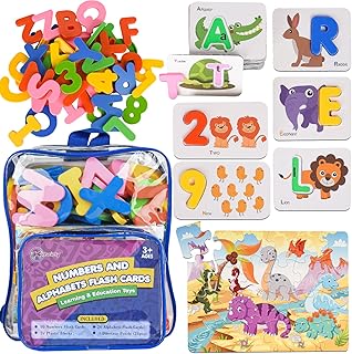 Number Alphabet Flash Cards, Montessori Learning Educational Toys for 3 4 5 Year Old - ABC Learning for Toddlers, Preschool Learning Activities, Math Games Puzzles, Boys Girls Birthday Gift