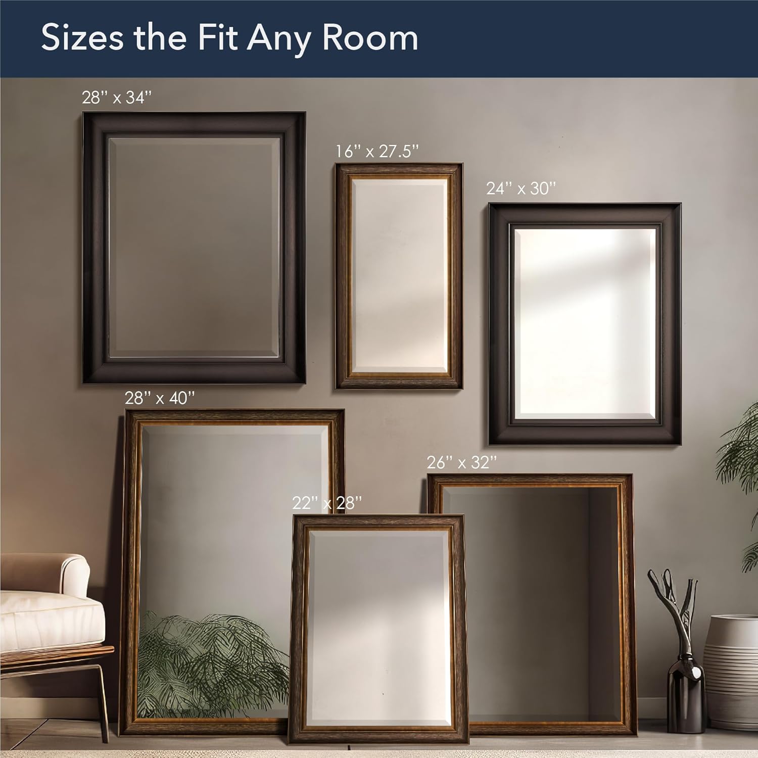 Head West Espresso Rectangular Framed Wall Vanity Mirror - 24" x 30"