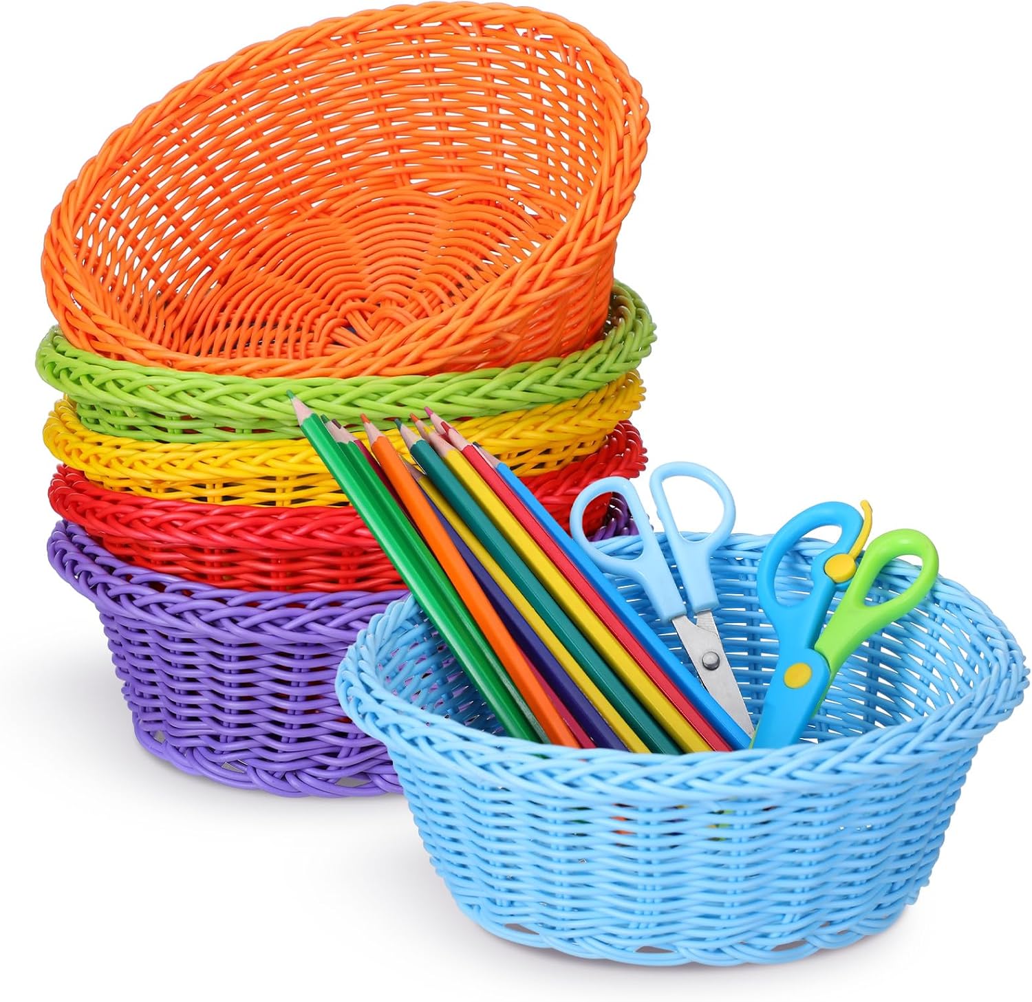6 Pcs Classroom Organization Baskets, Storage Bins, Colorful